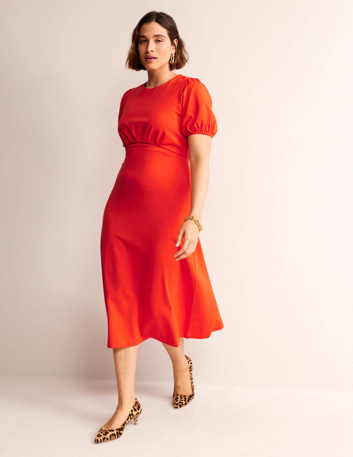 Nancy Ponte Midi Dress-Fiesta Orange - Image 4