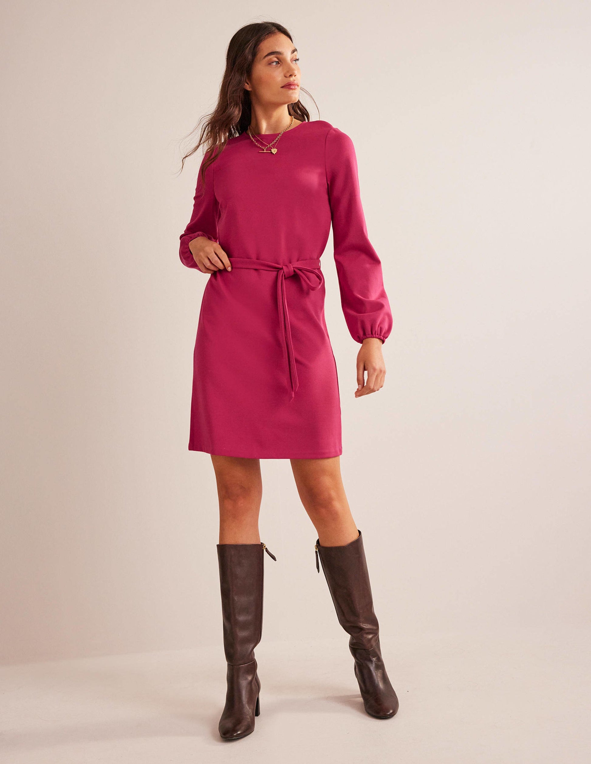 Violet Ponte Shift Dress-Warm Cranberry-1