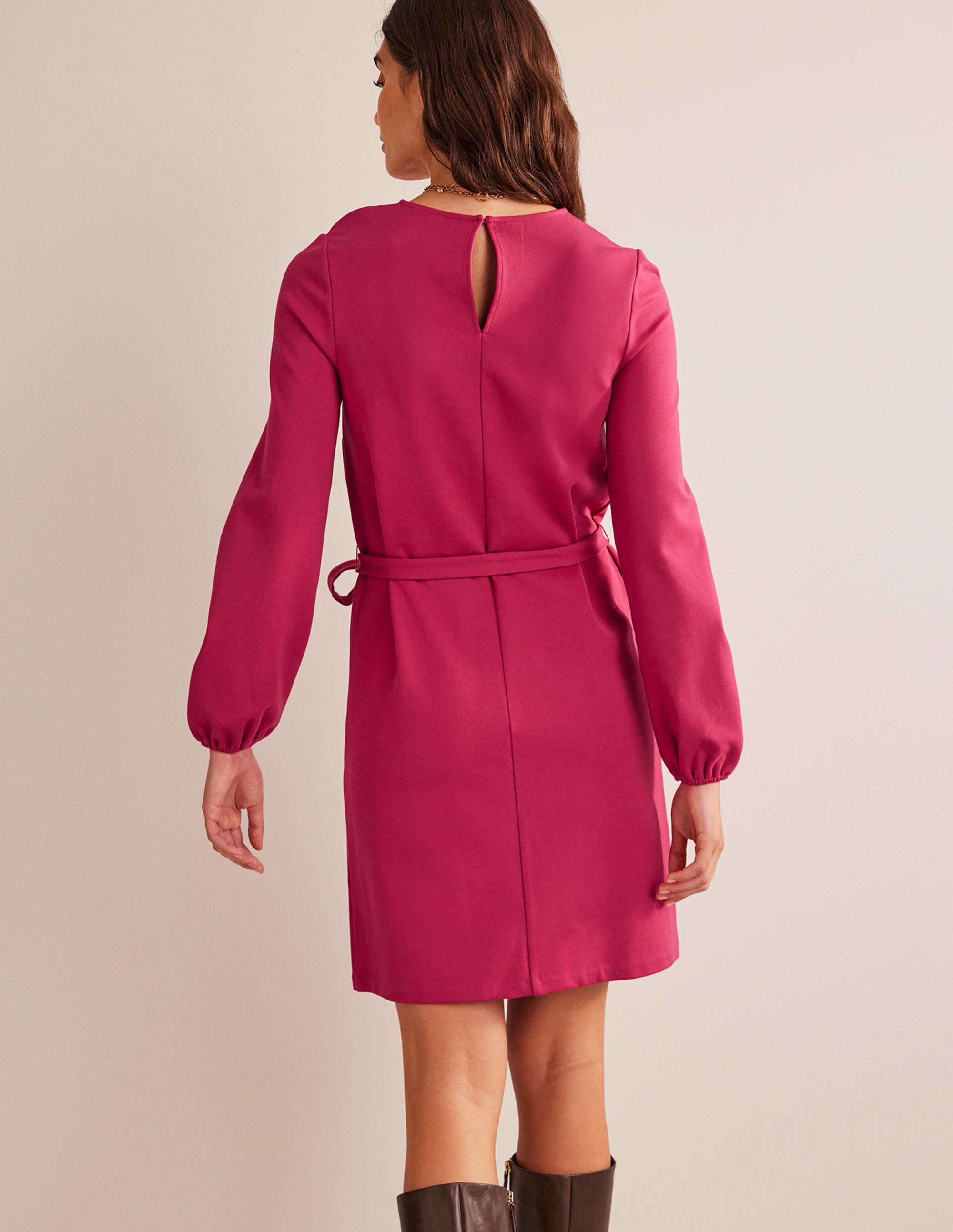 Violet Ponte Shift Dress-Warm Cranberry - Image 3