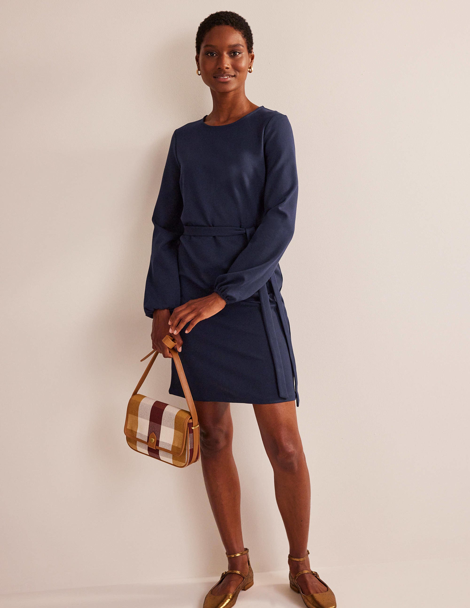 Violet Ponte Shift Dress-Navy - Image 4