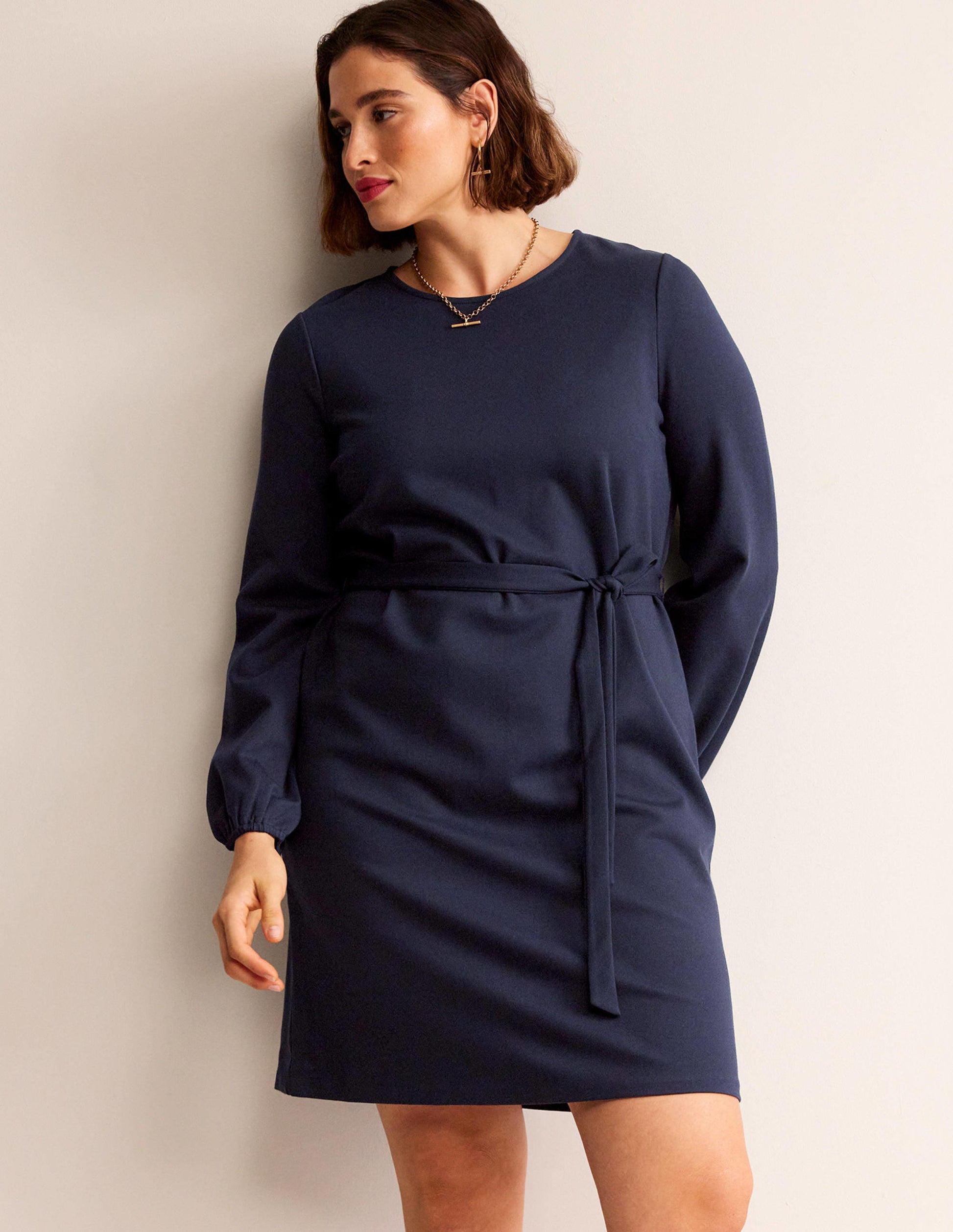 Violet Ponte Shift Dress-Navy-5