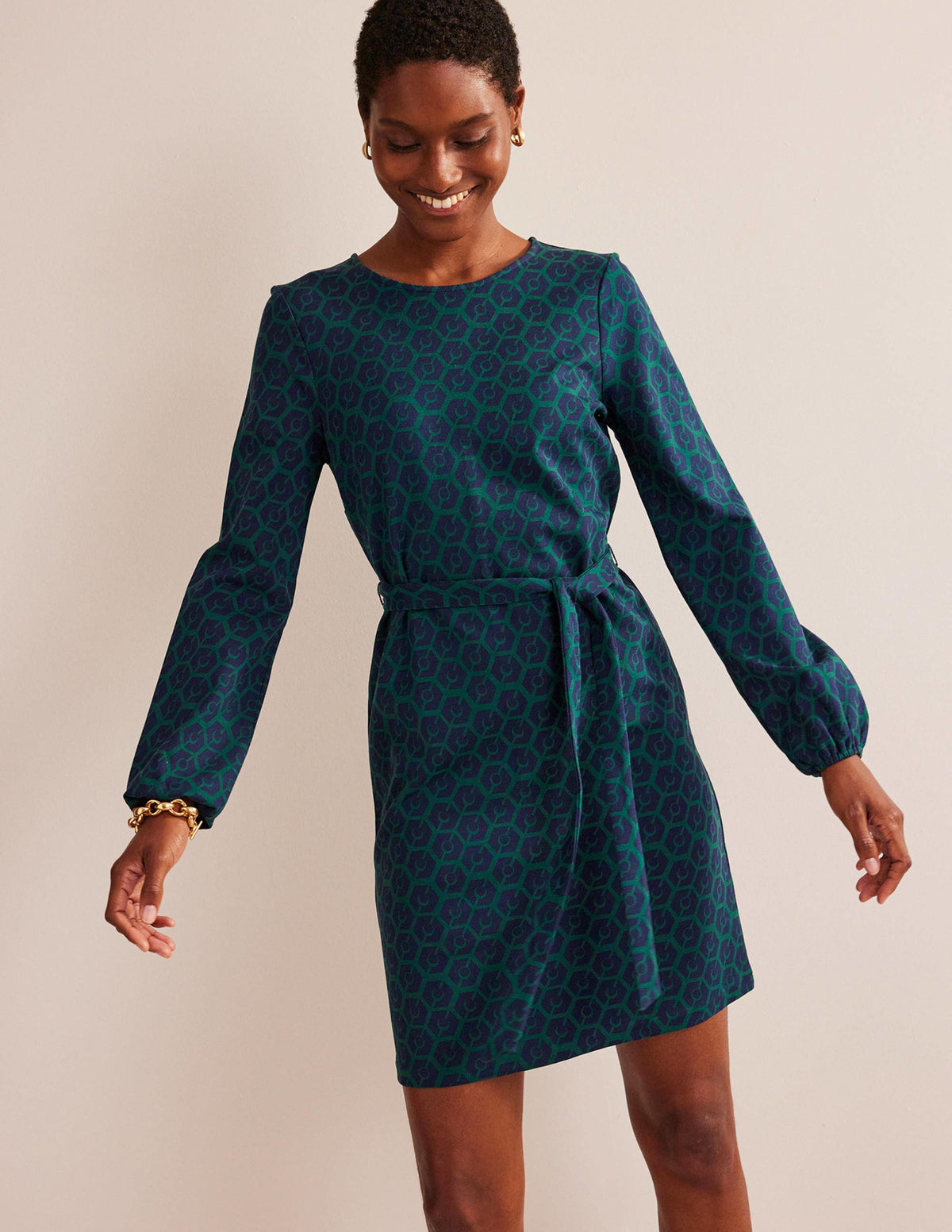 Violet Ponte Shift Dress-Emerald Night, Reverie - Image 1