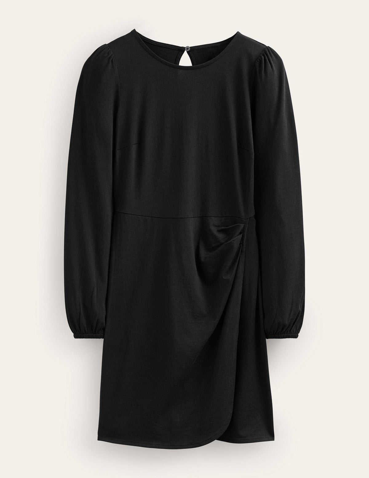 Wrap-Effect Jersey Mini Dress-Black - Image 5