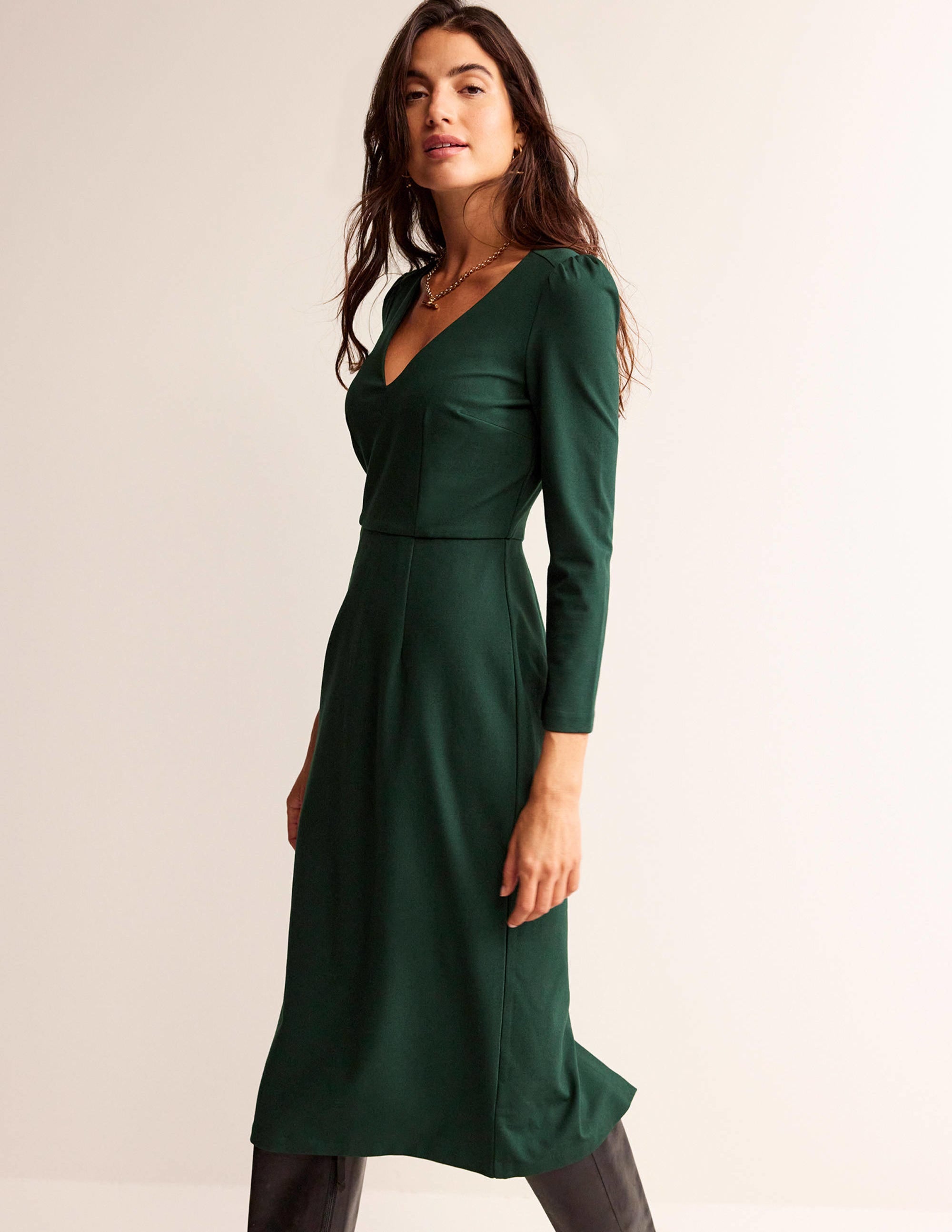 Bethany Ponte Midi Dress-Chatsworth Green - Image 1