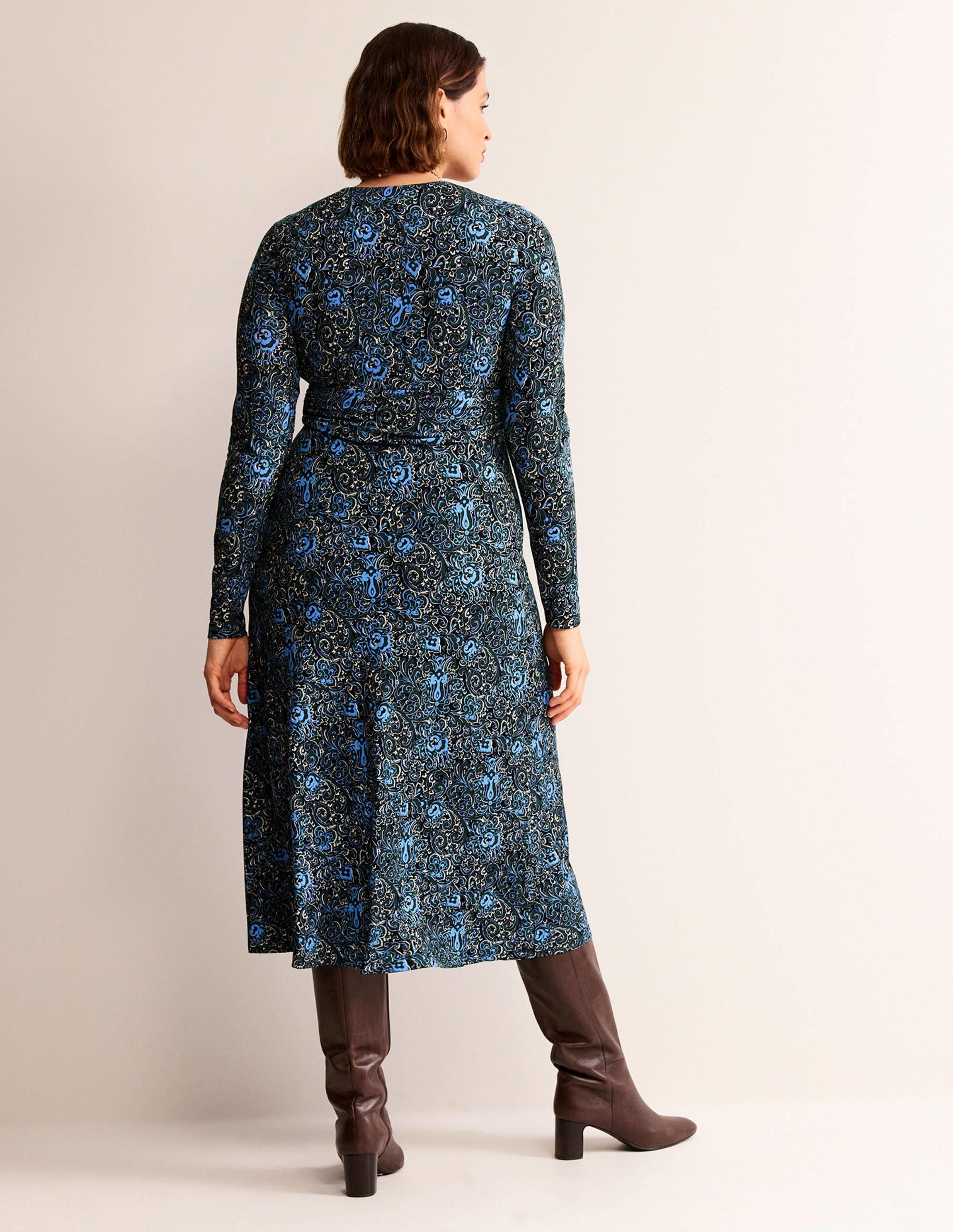 Elodie Empire Midi Dress-Emerald Night, Botanic Terrace - Image 8