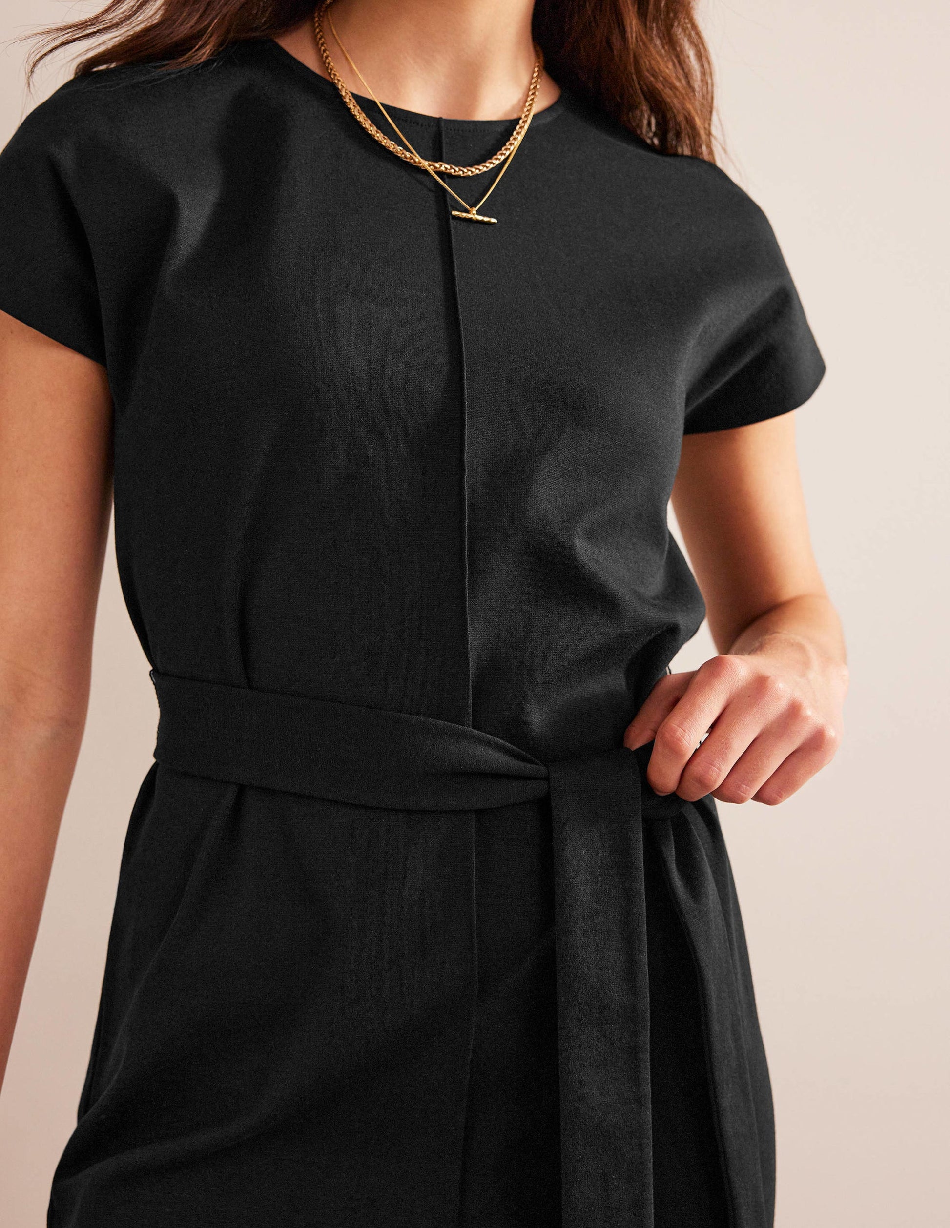 Tara Ponte T-Shirt Dress-Black-2