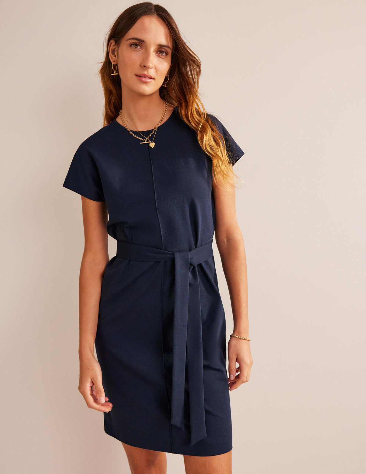 Tara Ponte T-Shirt Dress-Navy - Image 1