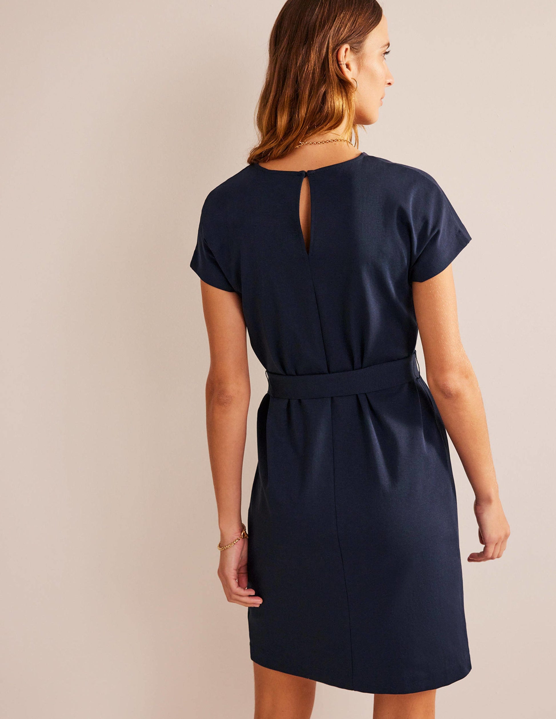 Tara Ponte T-Shirt Dress-Navy-3