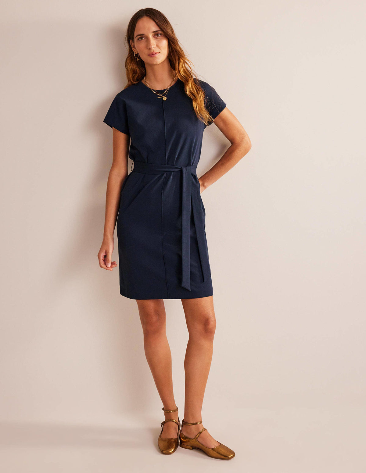 Tara Ponte T-Shirt Dress-Navy - Image 4