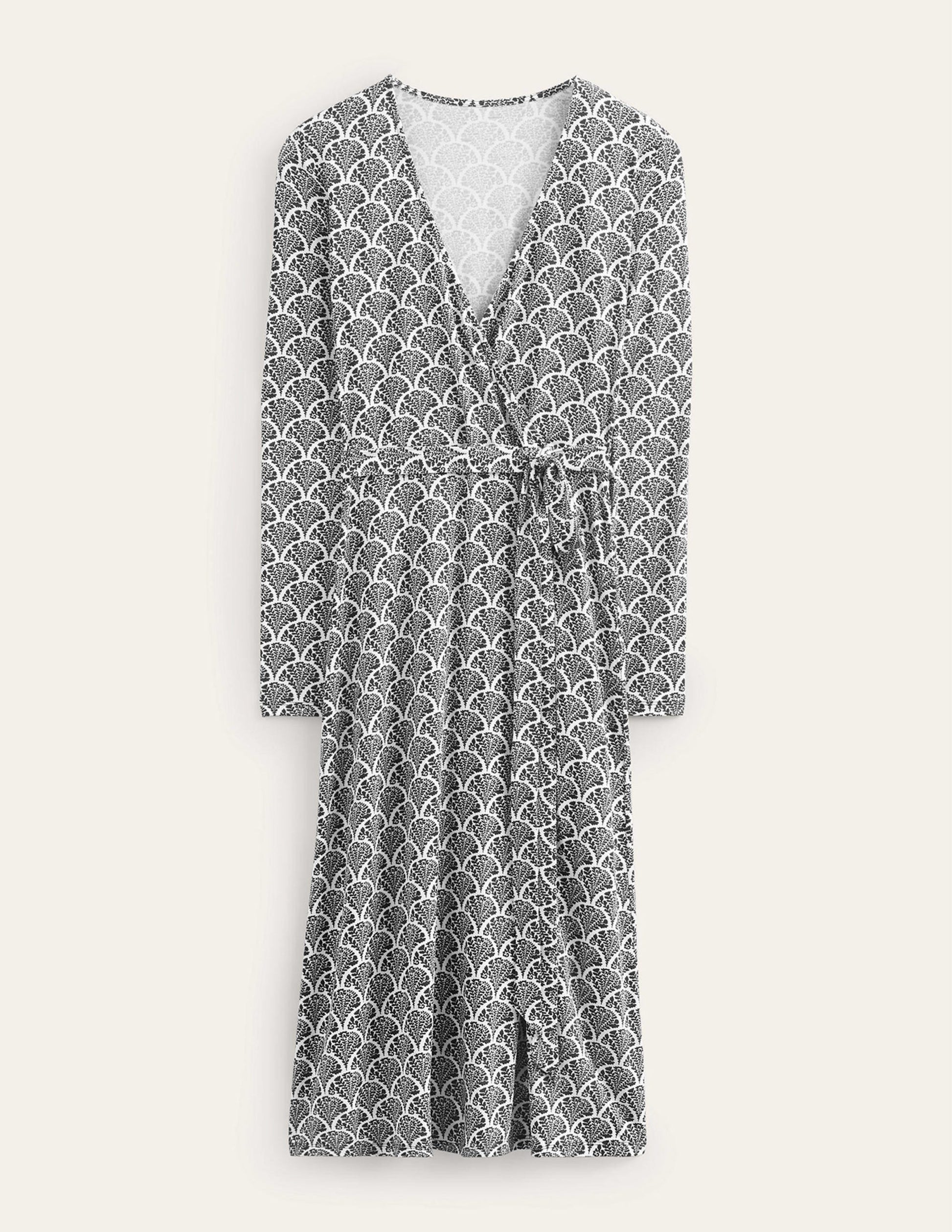 Nina Jersey Midi Dress-Black, Blossomy-5