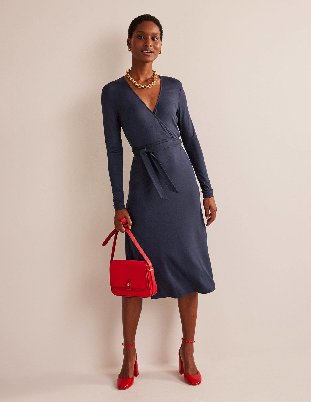 Nina Jersey Midi Dress-Navy - Image 1
