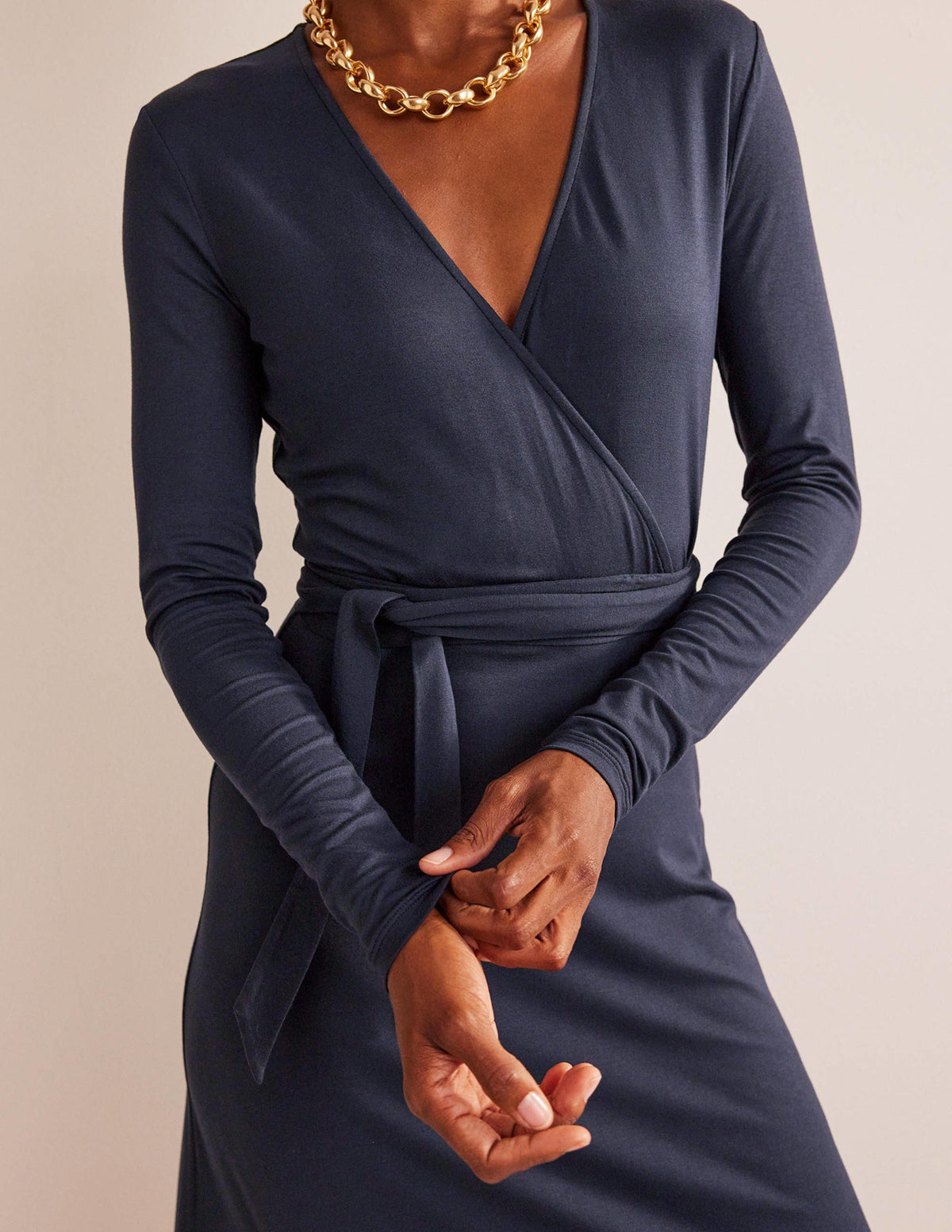 Nina Jersey Midi Dress-Navy-2