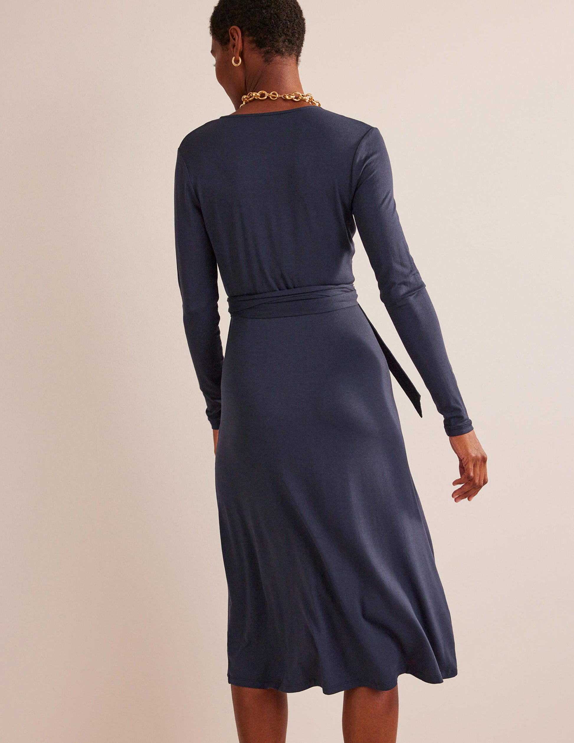 Nina Jersey Midi Dress-Navy-3