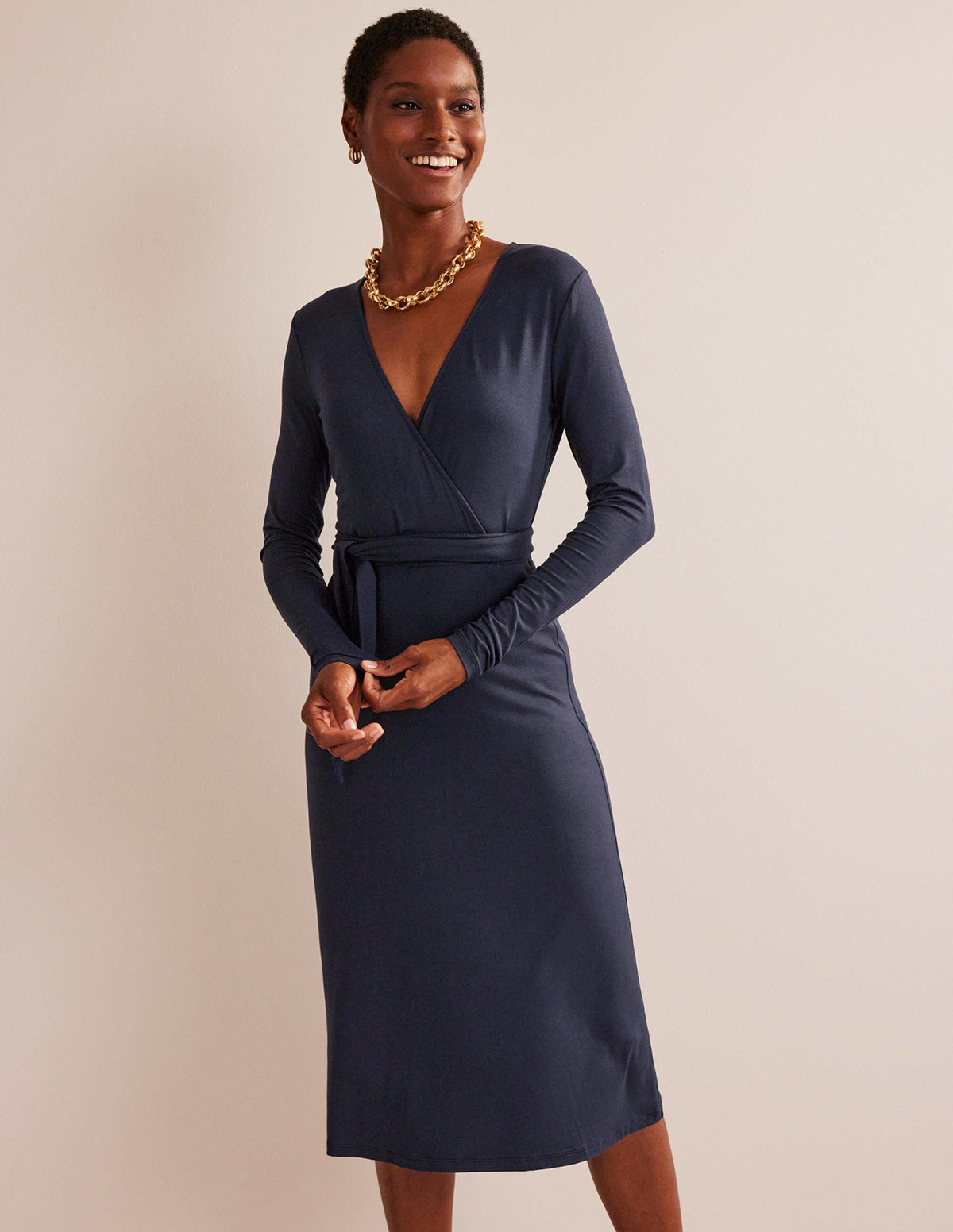 Nina Jersey Midi Dress-Navy - Image 4