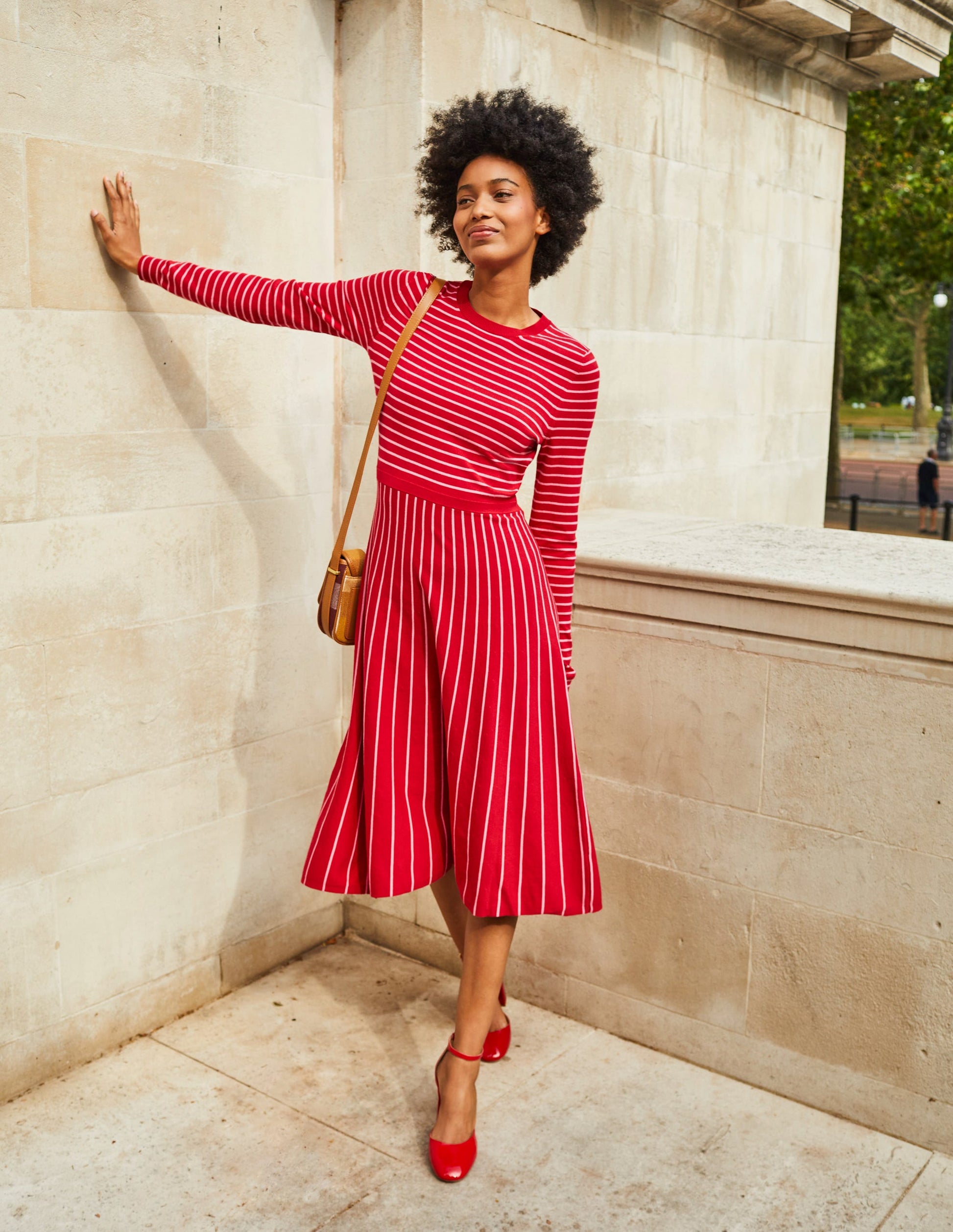 Maria Knitted Midi Dress-Hot Pepper and Crayon Pink-5