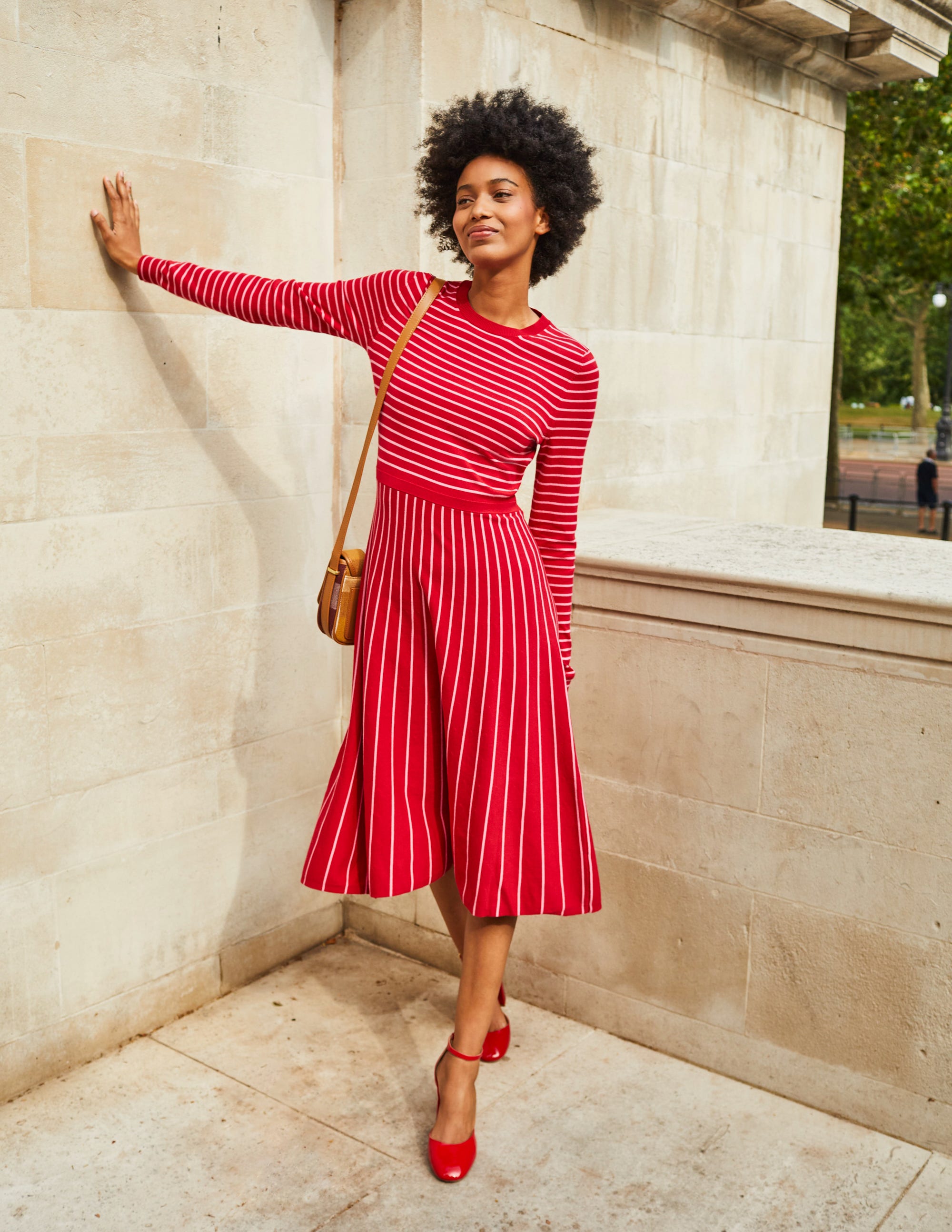 Maria Knitted Midi Dress-Hot Pepper and Crayon Pink - Image 5