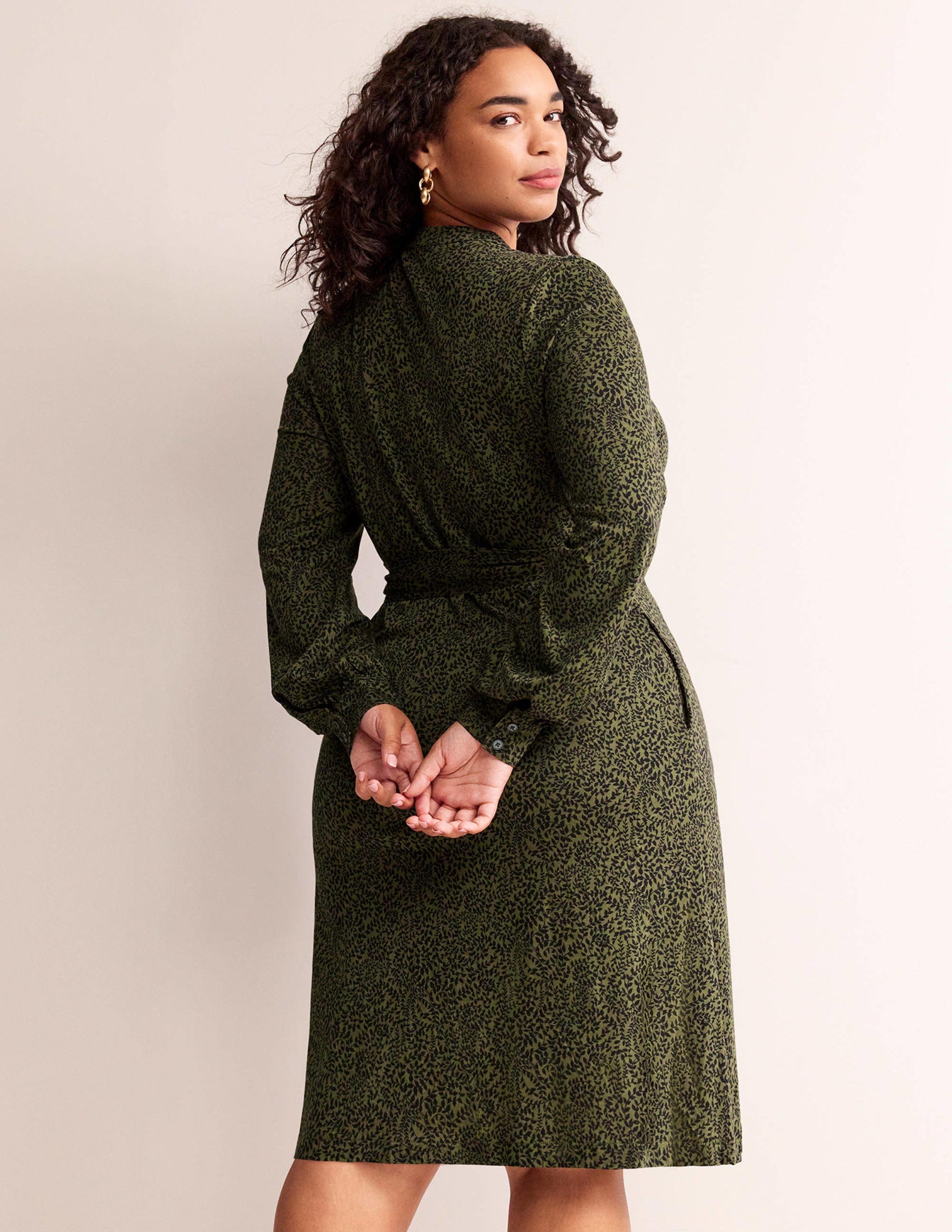 Julia Jersey Shirt Dress-Spruce, Pome Sprig-6