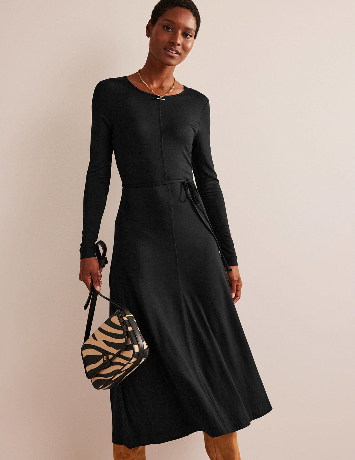 Lucy Jersey Midi Dress-Black-1
