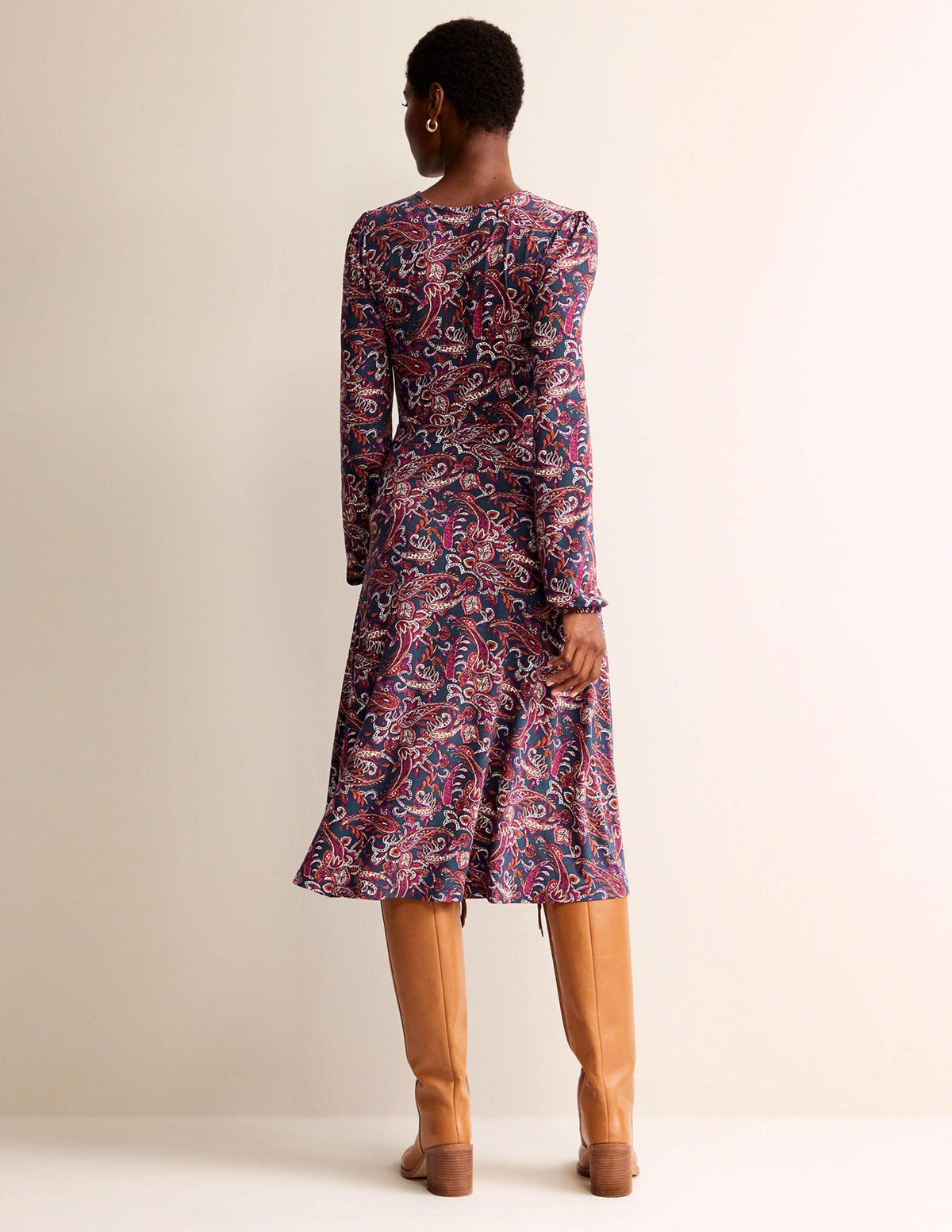 Camille Jersey Midi Dress-Purple Pansy, Paisley Lawn - Image 3