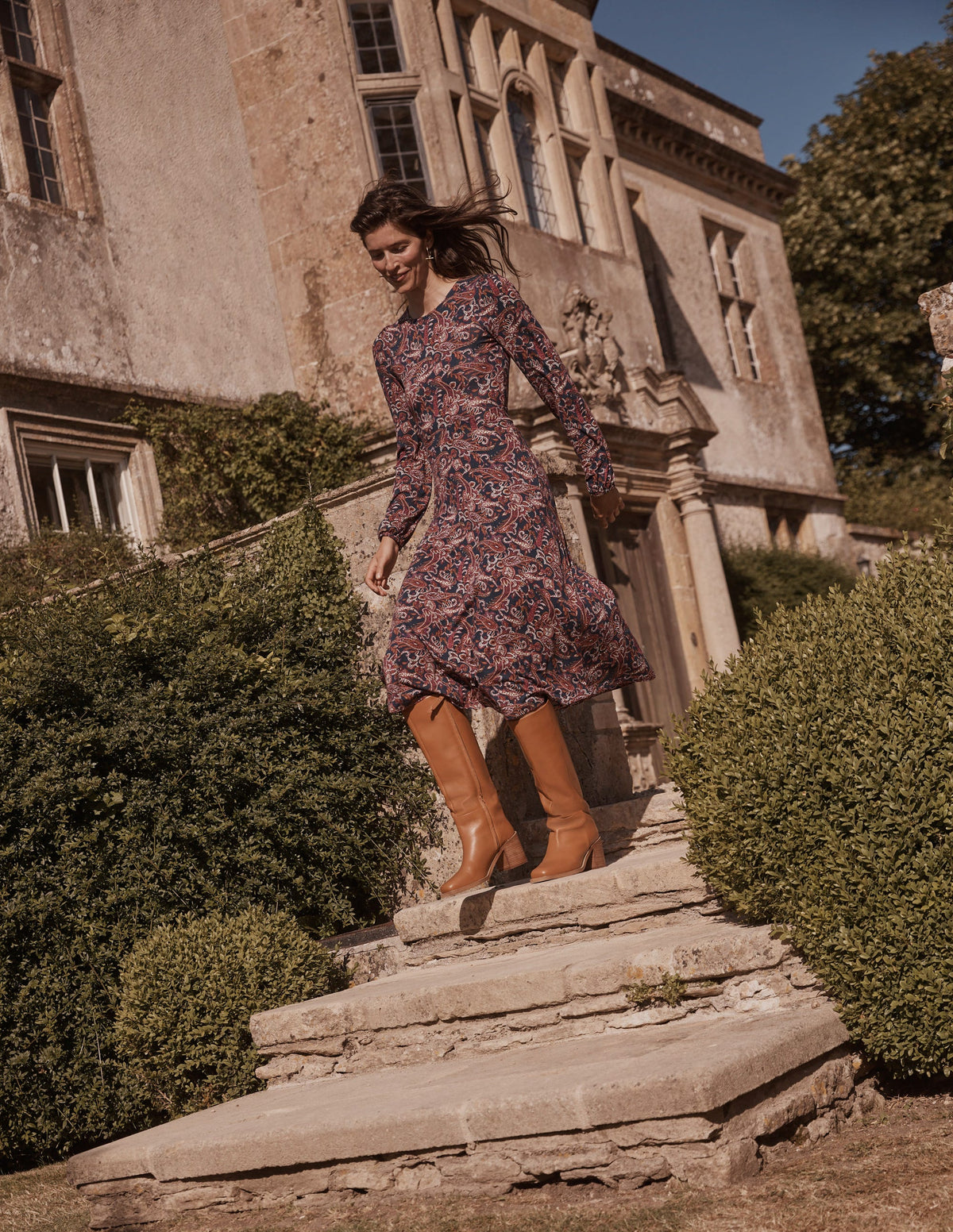 Camille Jersey Midi Dress-Purple Pansy, Paisley Lawn - Image 5