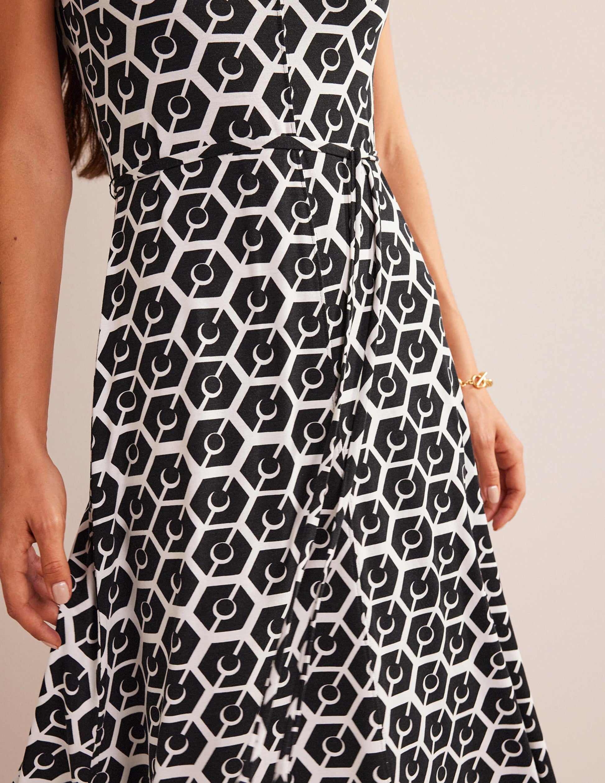 Sleeveless Jersey Midi Dress-Black, Reverie-4