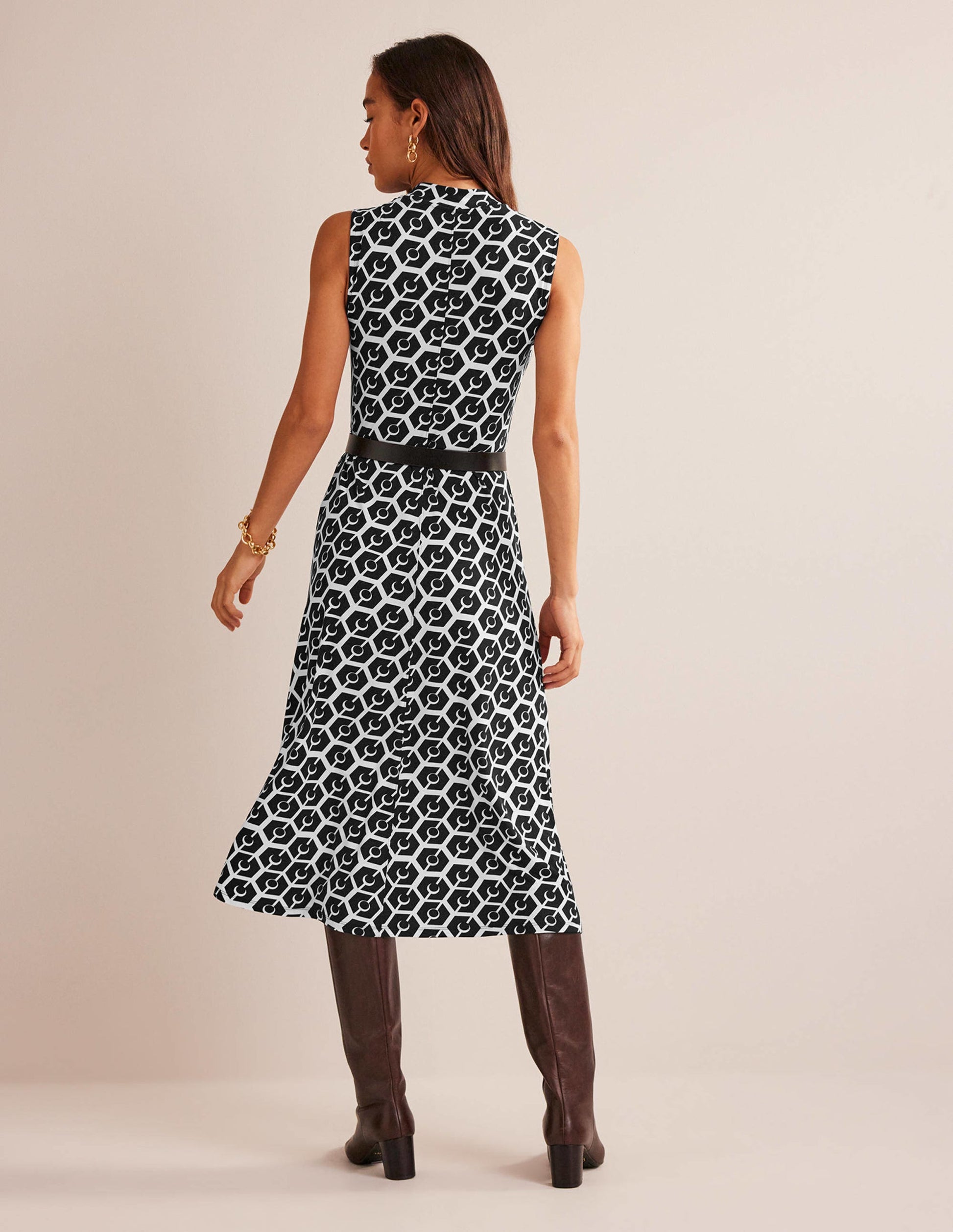 Sleeveless Jersey Midi Dress-Black, Reverie-7
