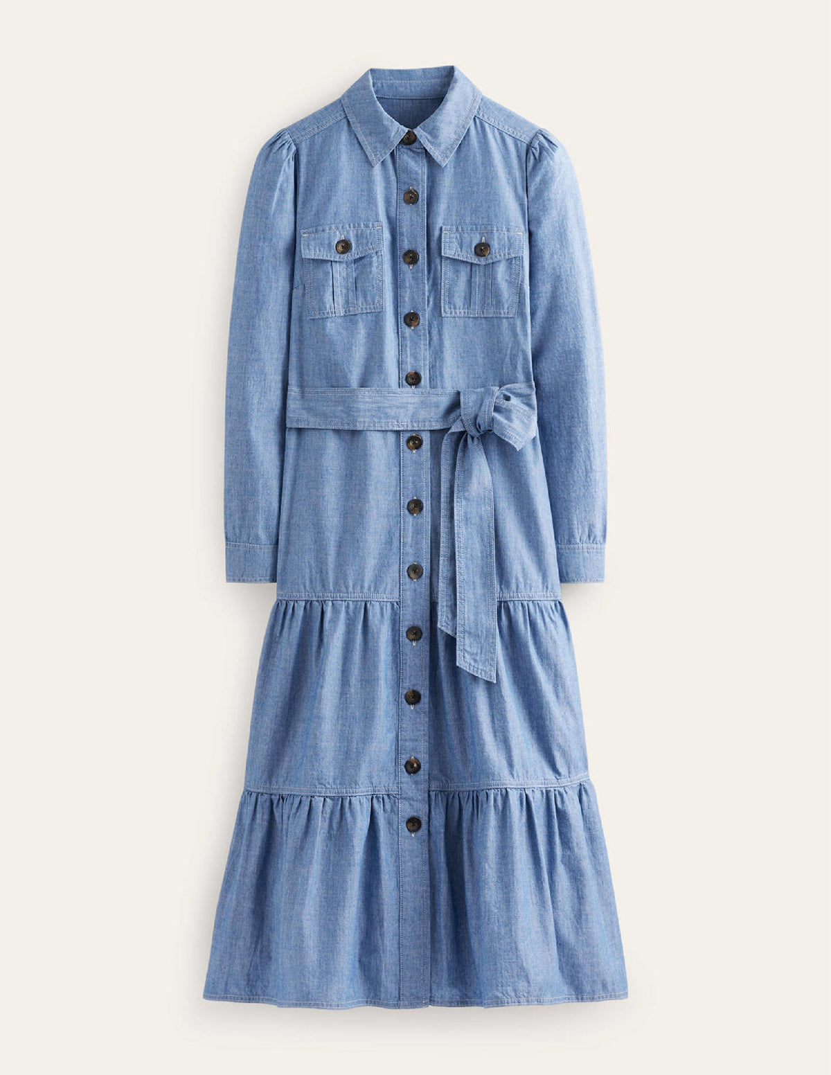 Lily Chambray Midi Shirt Dress-Chambray - Image 5