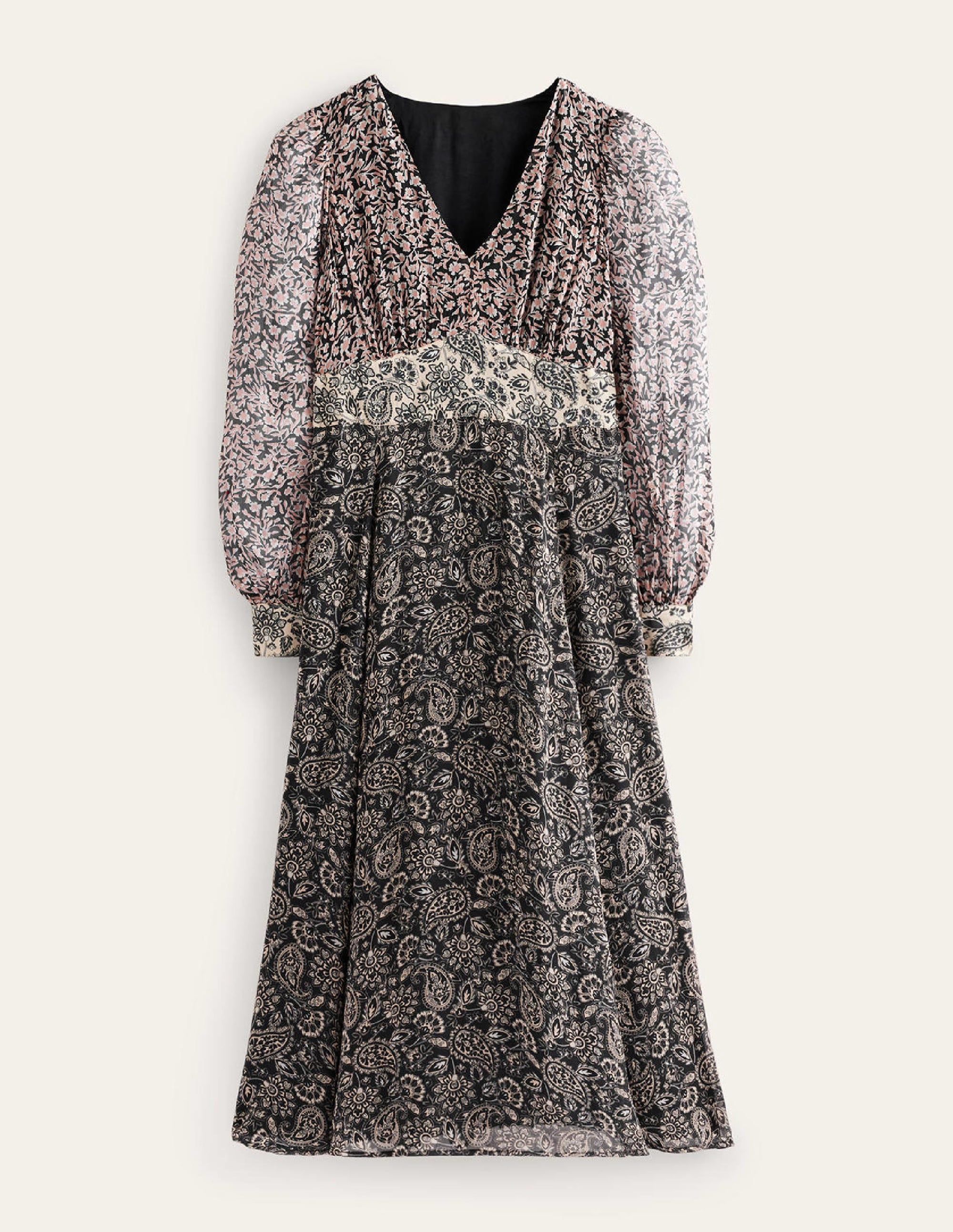 Imelda Remix Contrasting Dress-Black, Abstract Vine - Image 6