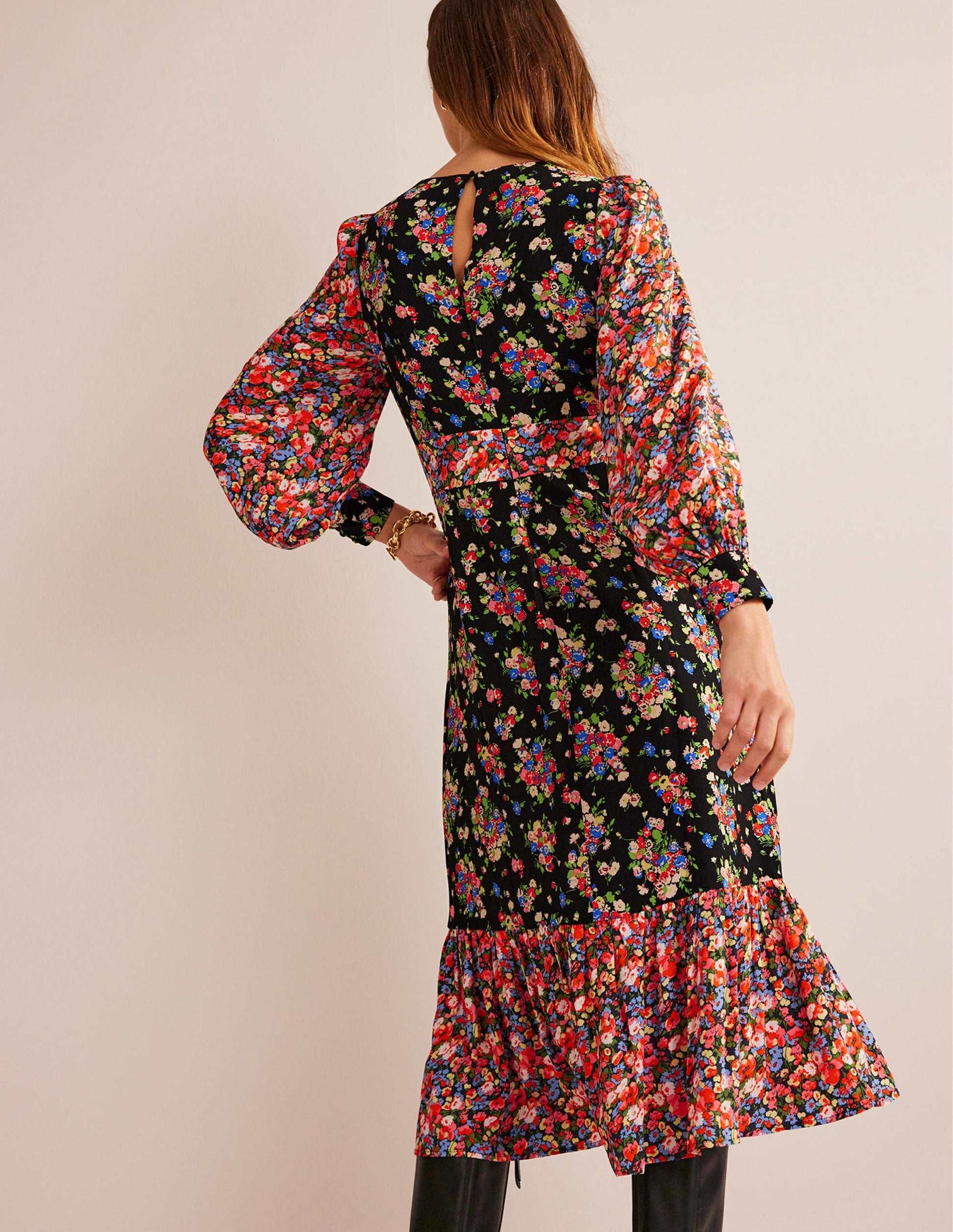Ruby Remix Contrasting Dress-Black, Wild Cluster-3