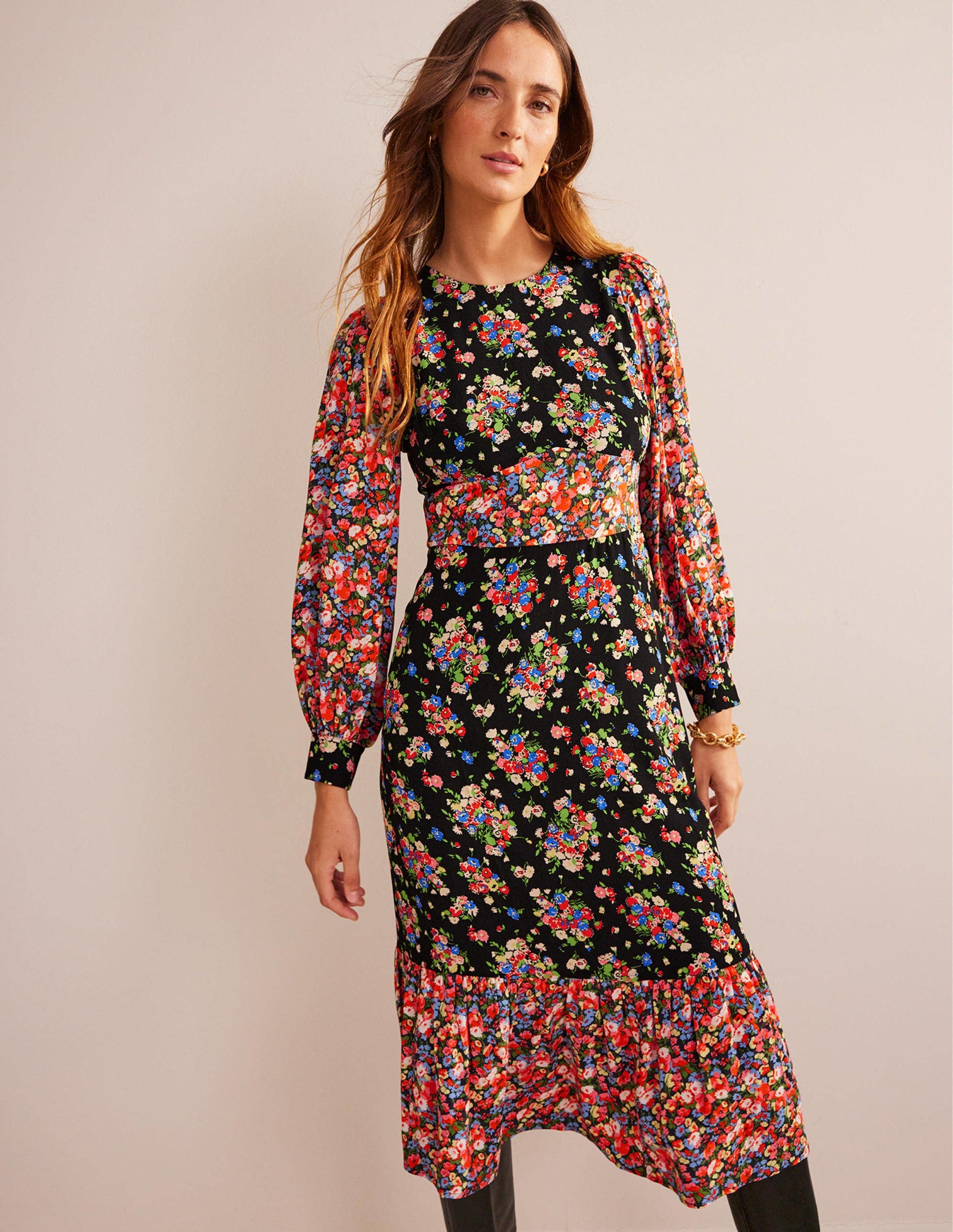 Ruby Remix Contrasting Dress-Black, Wild Cluster-4