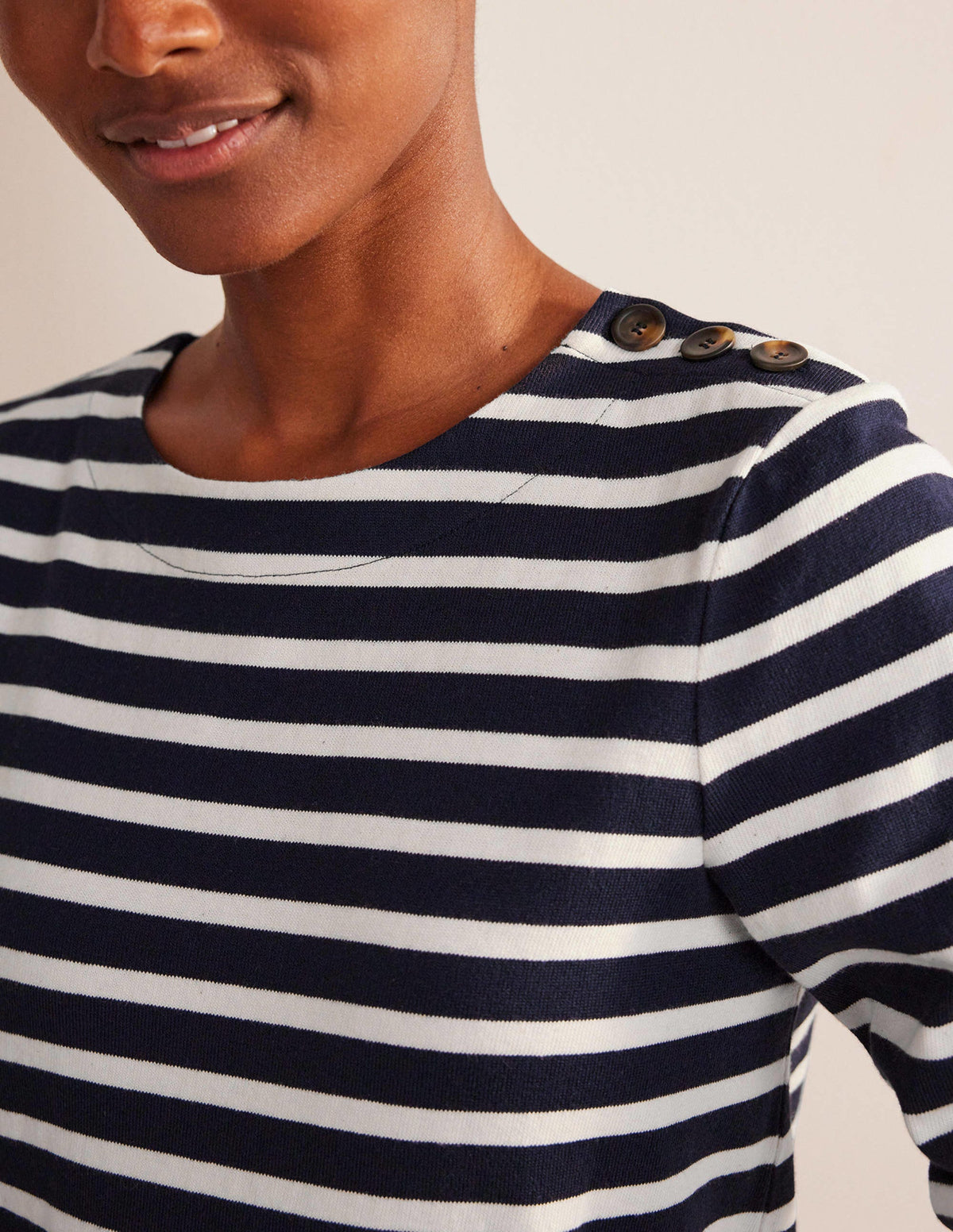Sophie Breton Jersey Dress-Navy, Ivory Stripe - Image 2