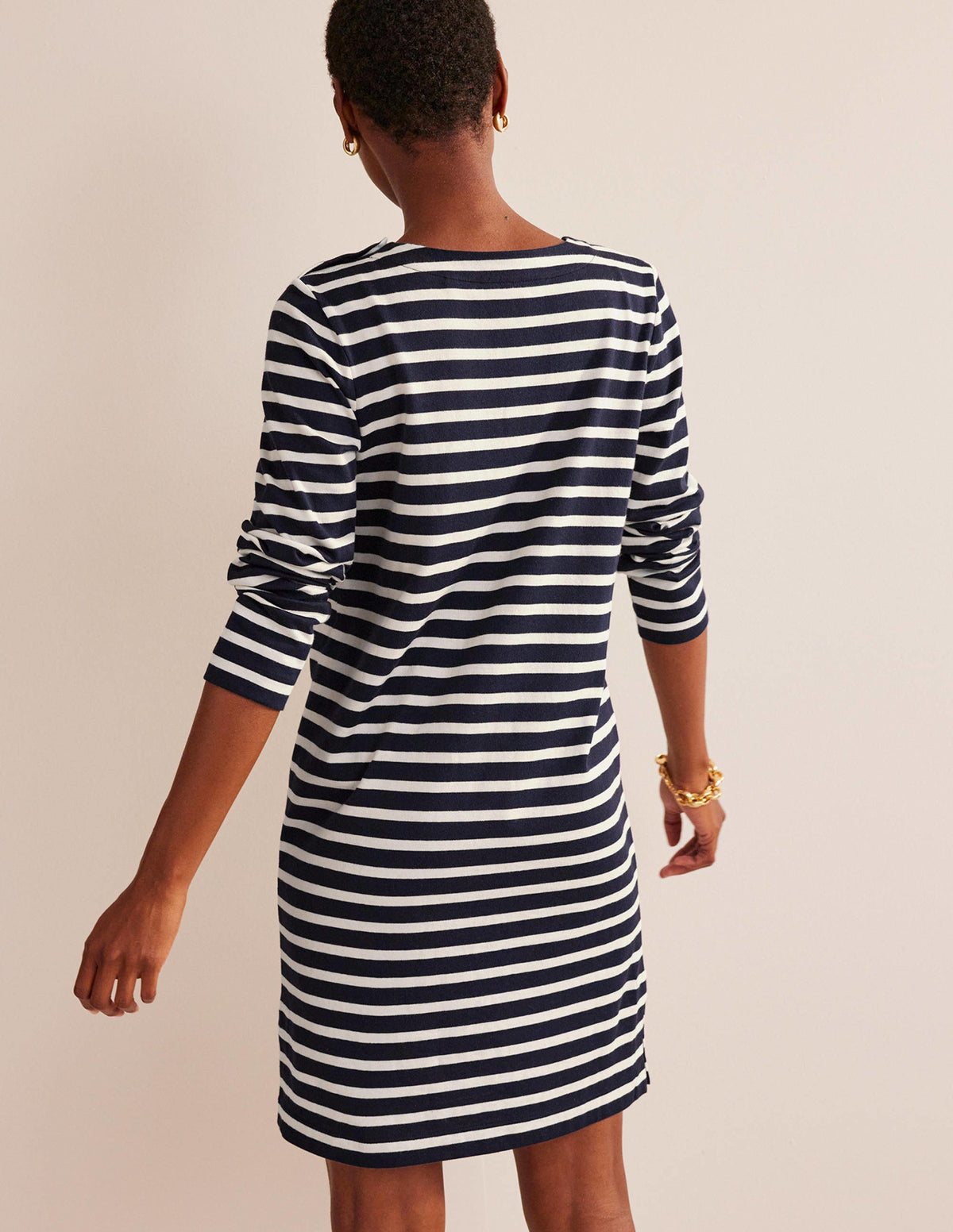 Sophie Breton Jersey Dress-Navy, Ivory Stripe-3