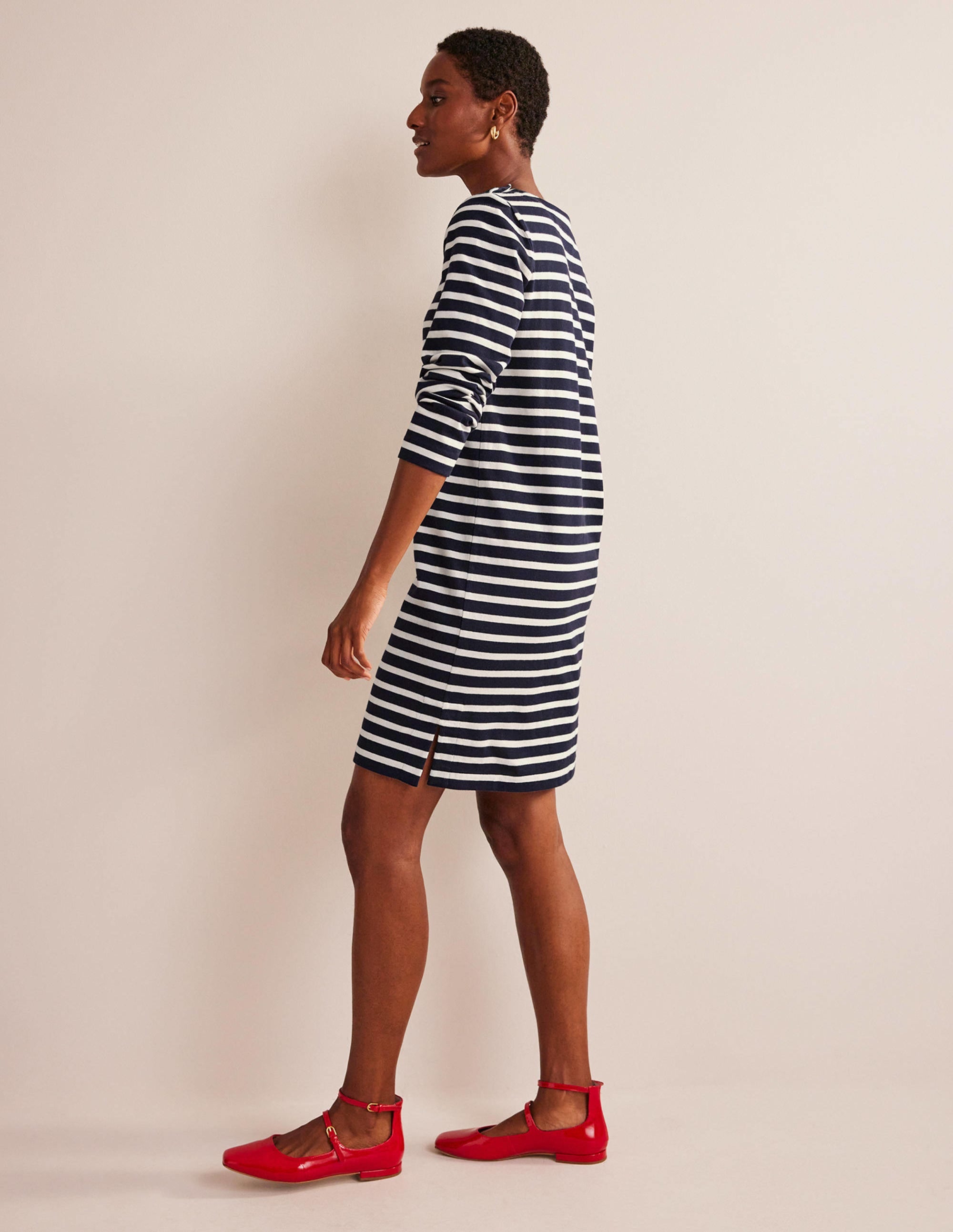 Sophie Breton Jersey Dress-Navy, Ivory Stripe - Image 4