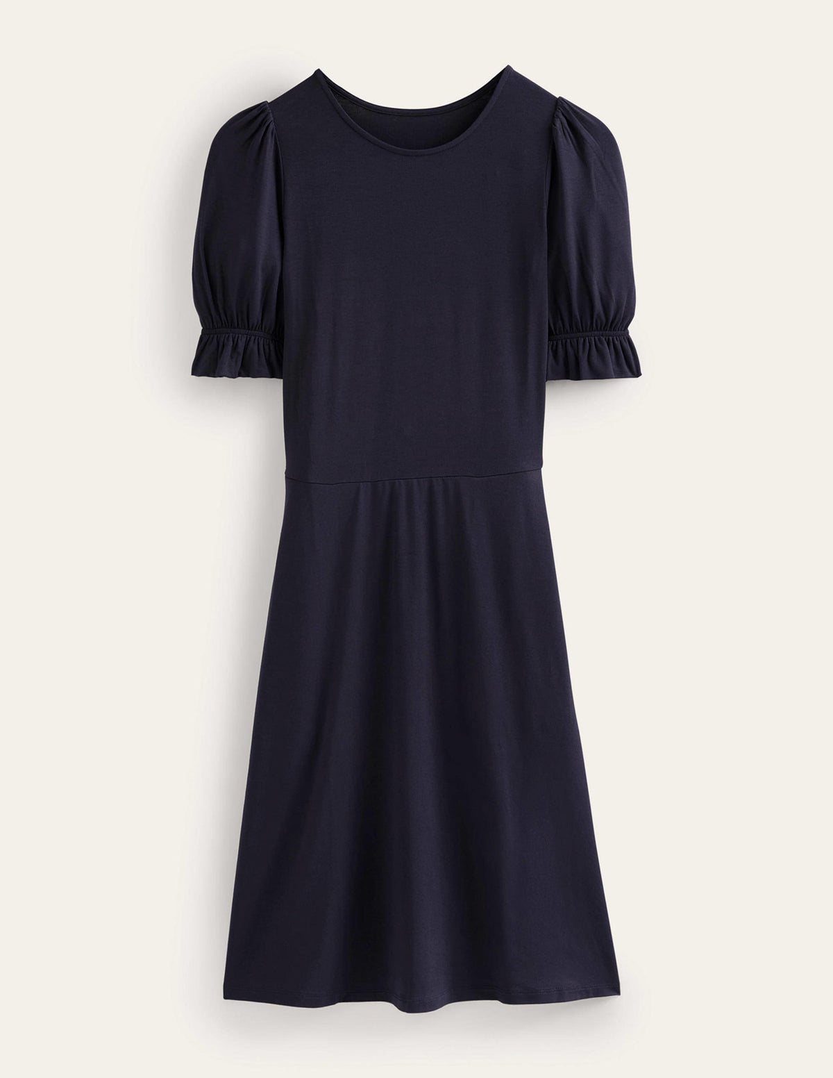 Puff Sleeve Jersey Mini Dress-Navy - Image 5