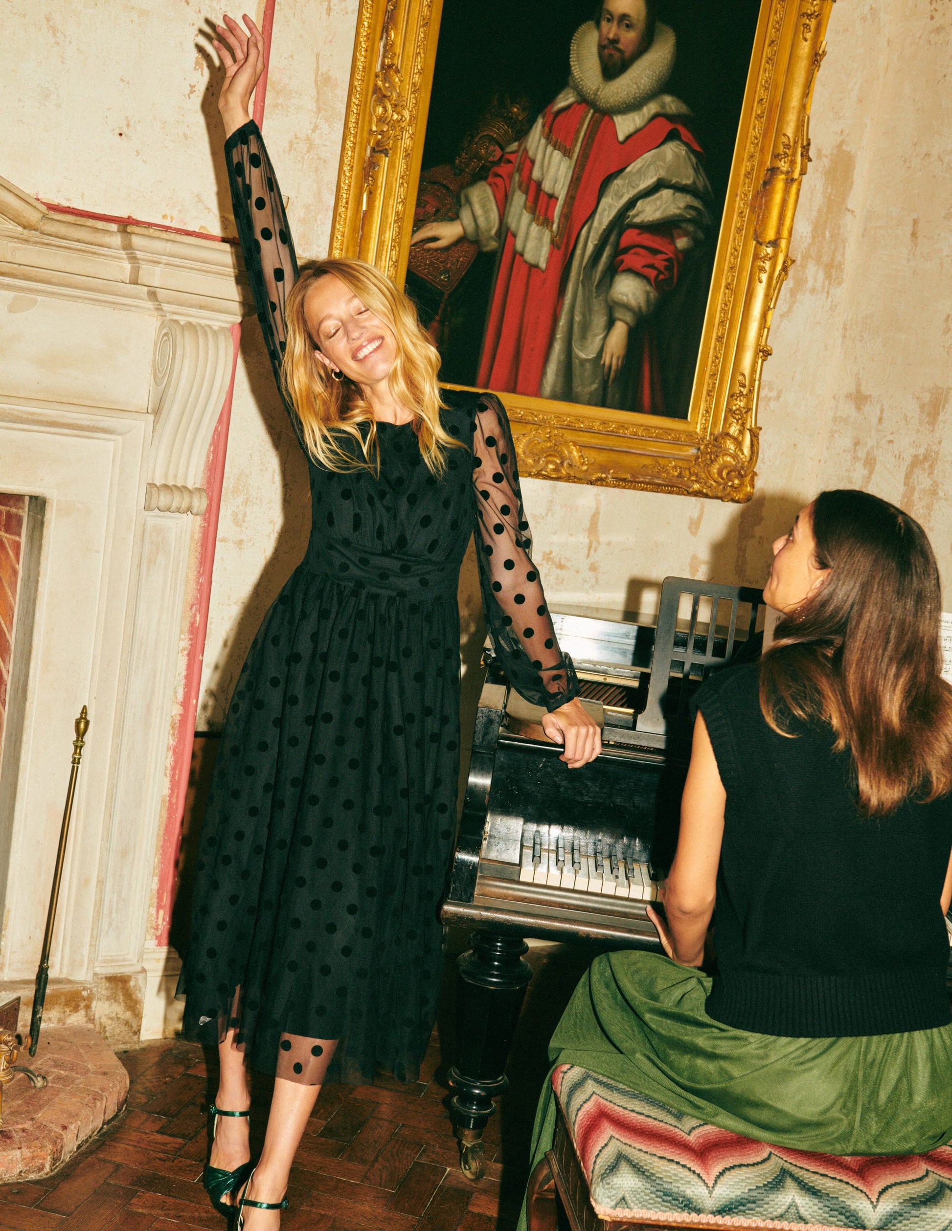 Tulle Spot Midi Dress-Black Spot-5