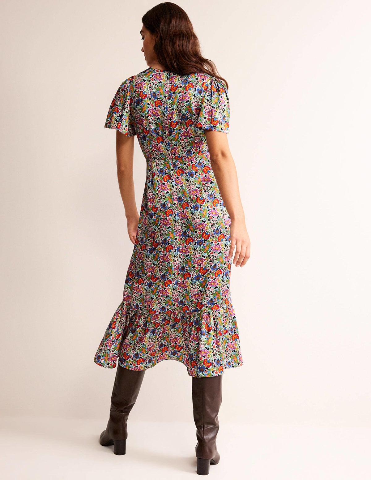Tiered Flutter Tea Dress-Multi, Carnation Garden - Image 3