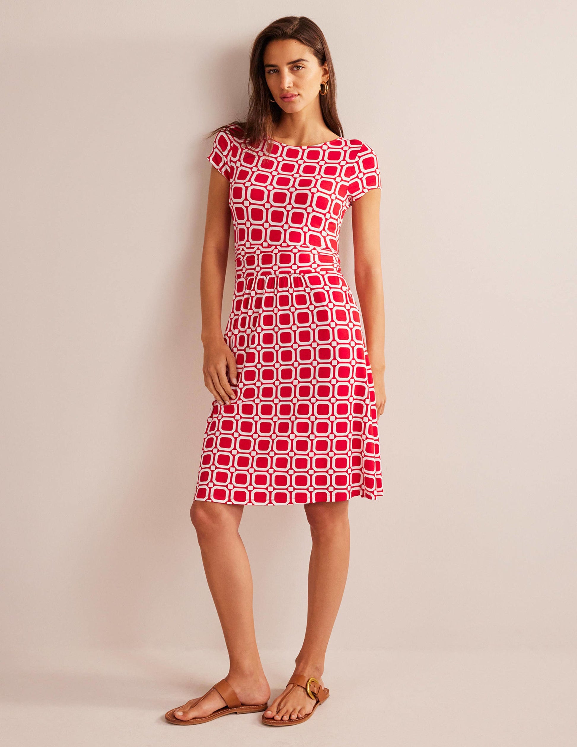 Amelie Jersey Dress-Hot Pepper, Block Cube-1