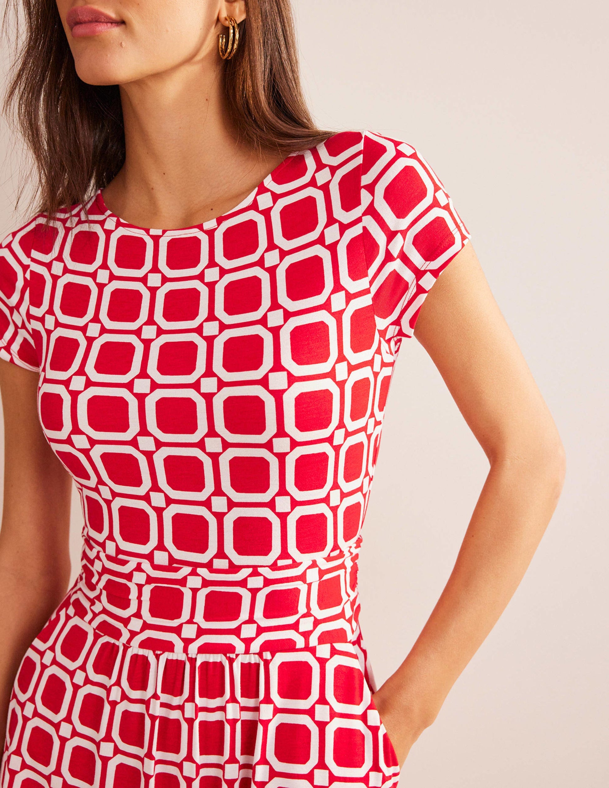 Amelie Jersey Dress-Hot Pepper, Block Cube-2