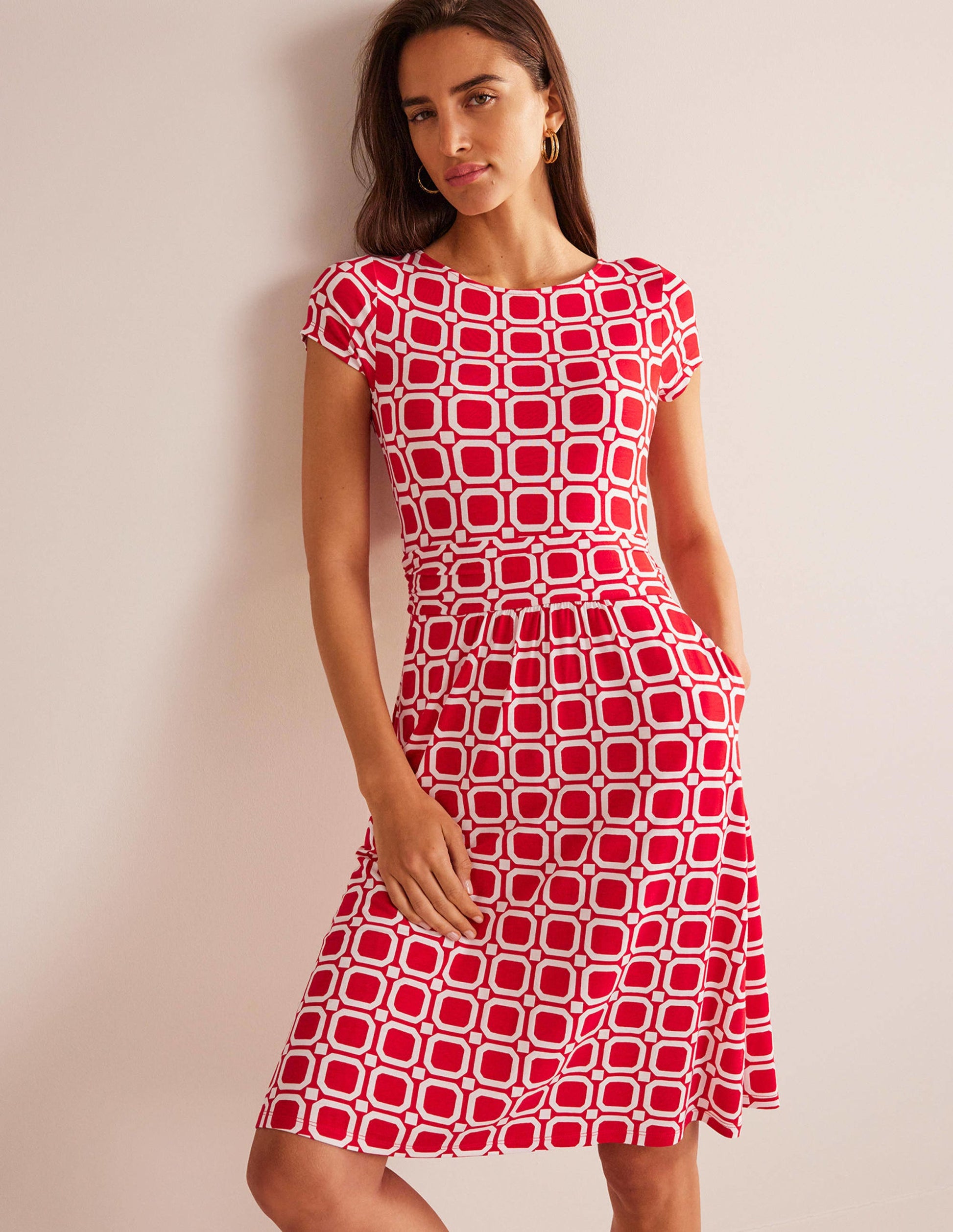 Amelie Jersey Dress-Hot Pepper, Block Cube-4