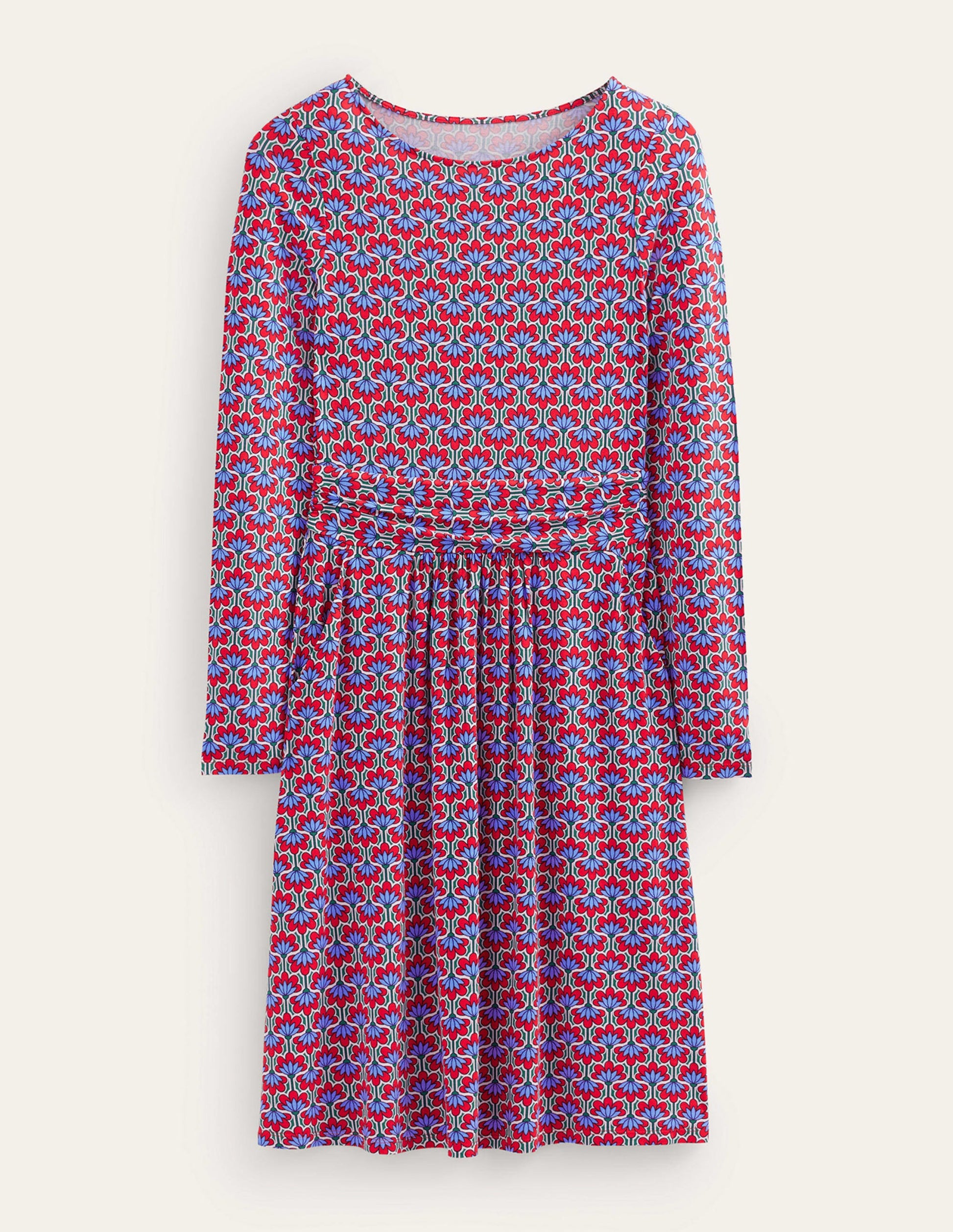 Abigail Jersey Dress-Hot Pepper, Geo Petal-5