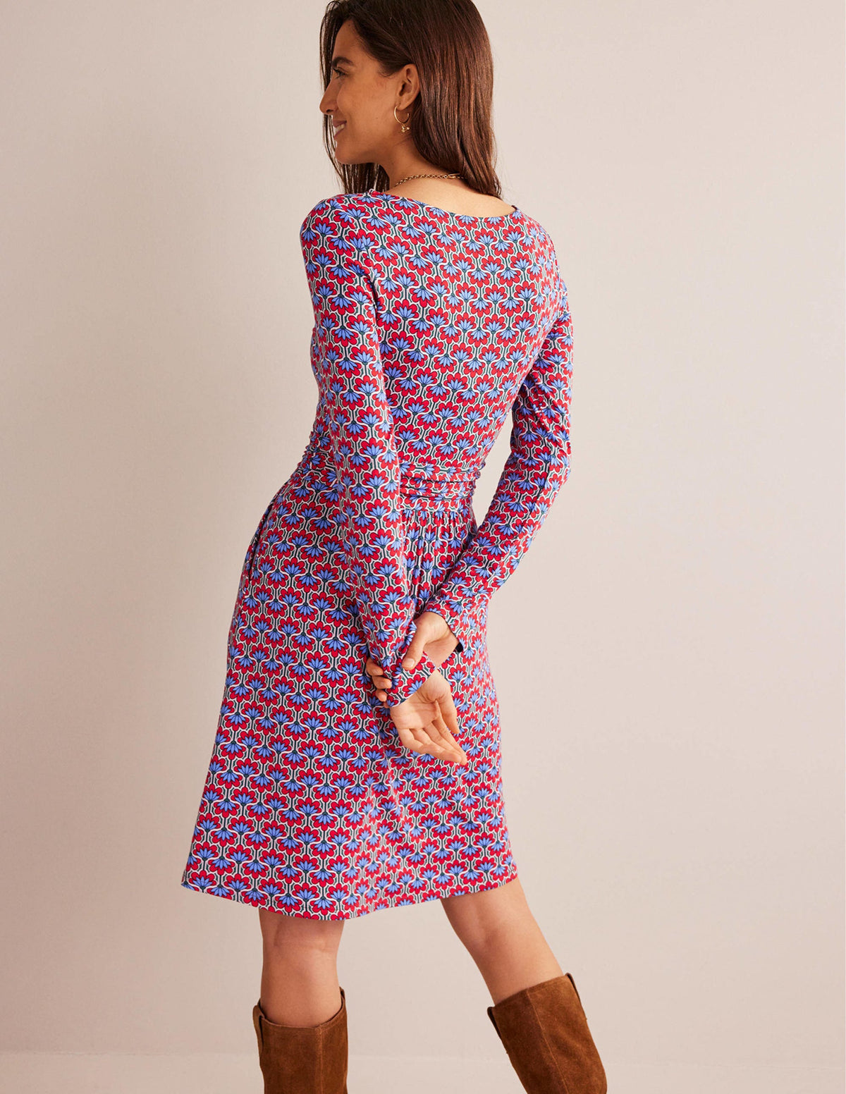 Abigail Jersey Dress-Hot Pepper, Geo Petal - Image 3