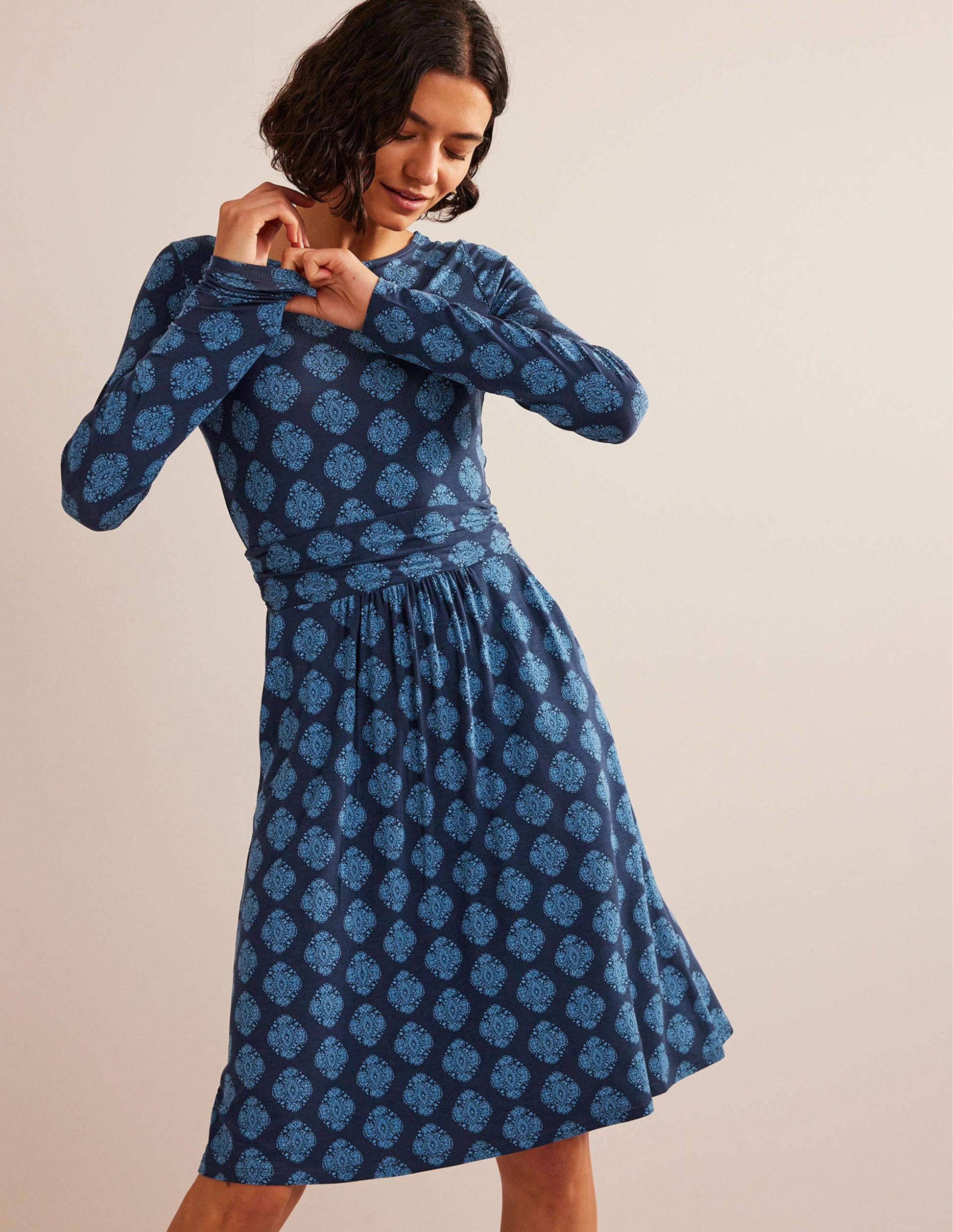 Abigail Jersey Dress-French Navy, Mosaic-1