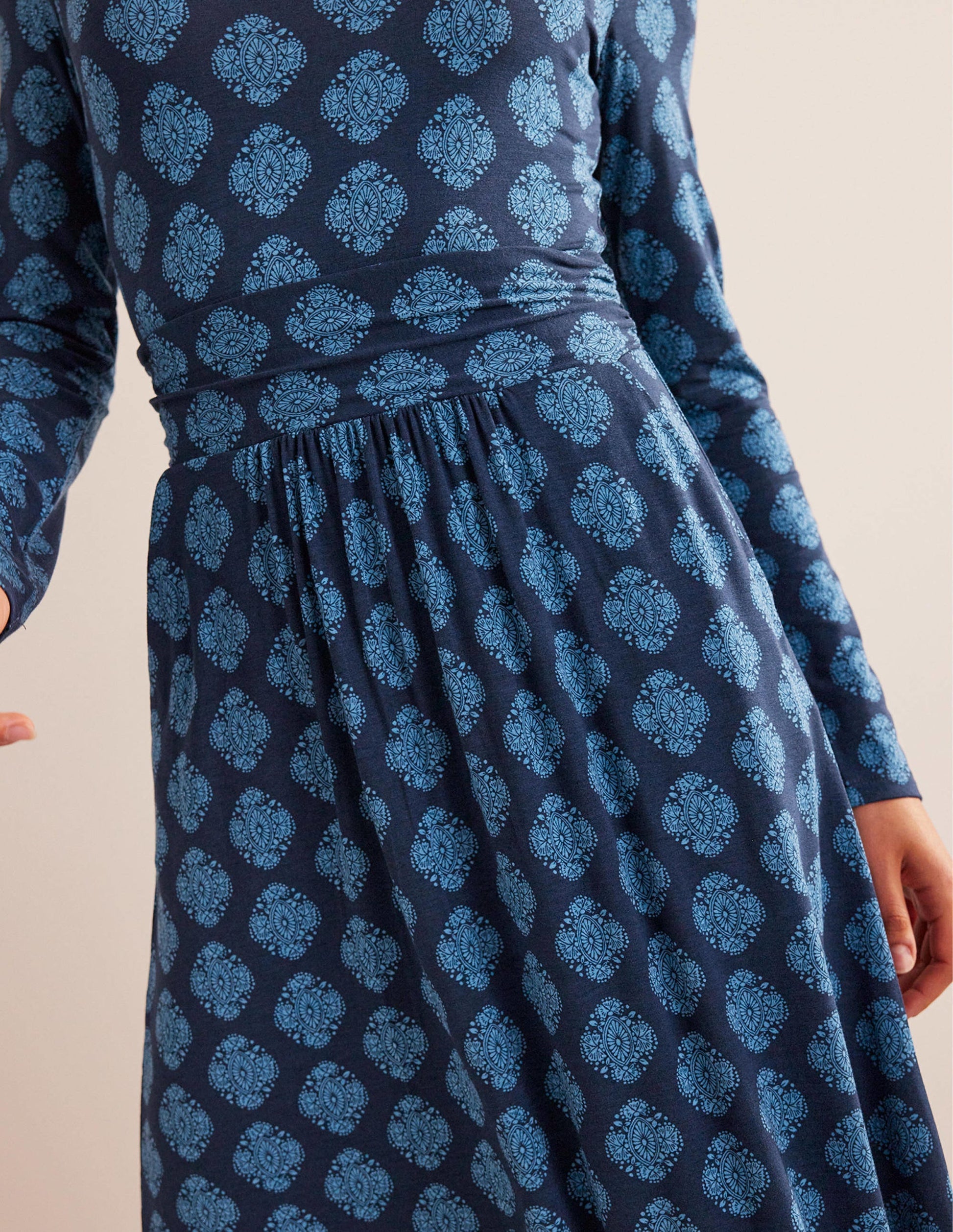 Abigail Jersey Dress-French Navy, Mosaic-2