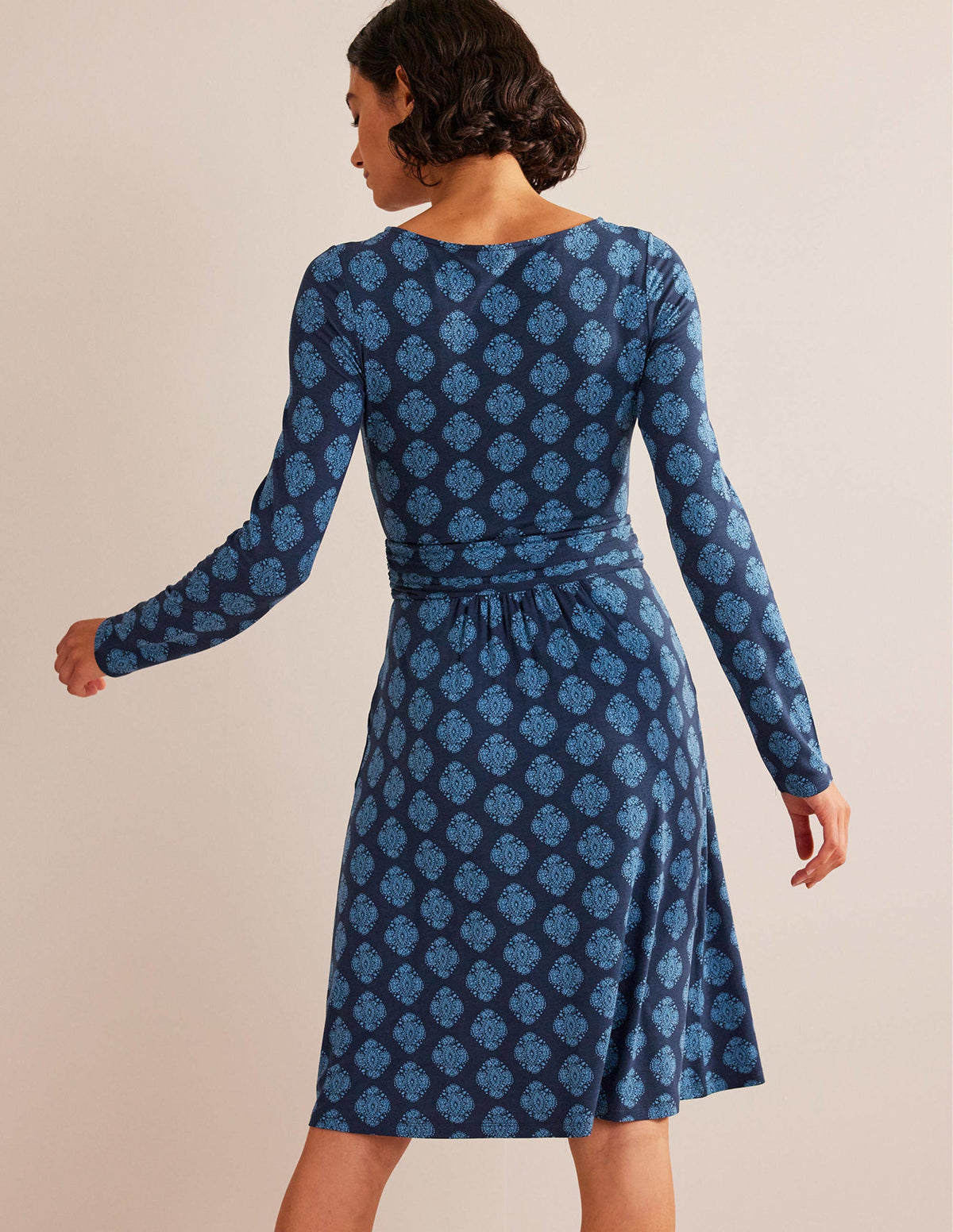 Abigail Jersey Dress-French Navy, Mosaic - Image 3