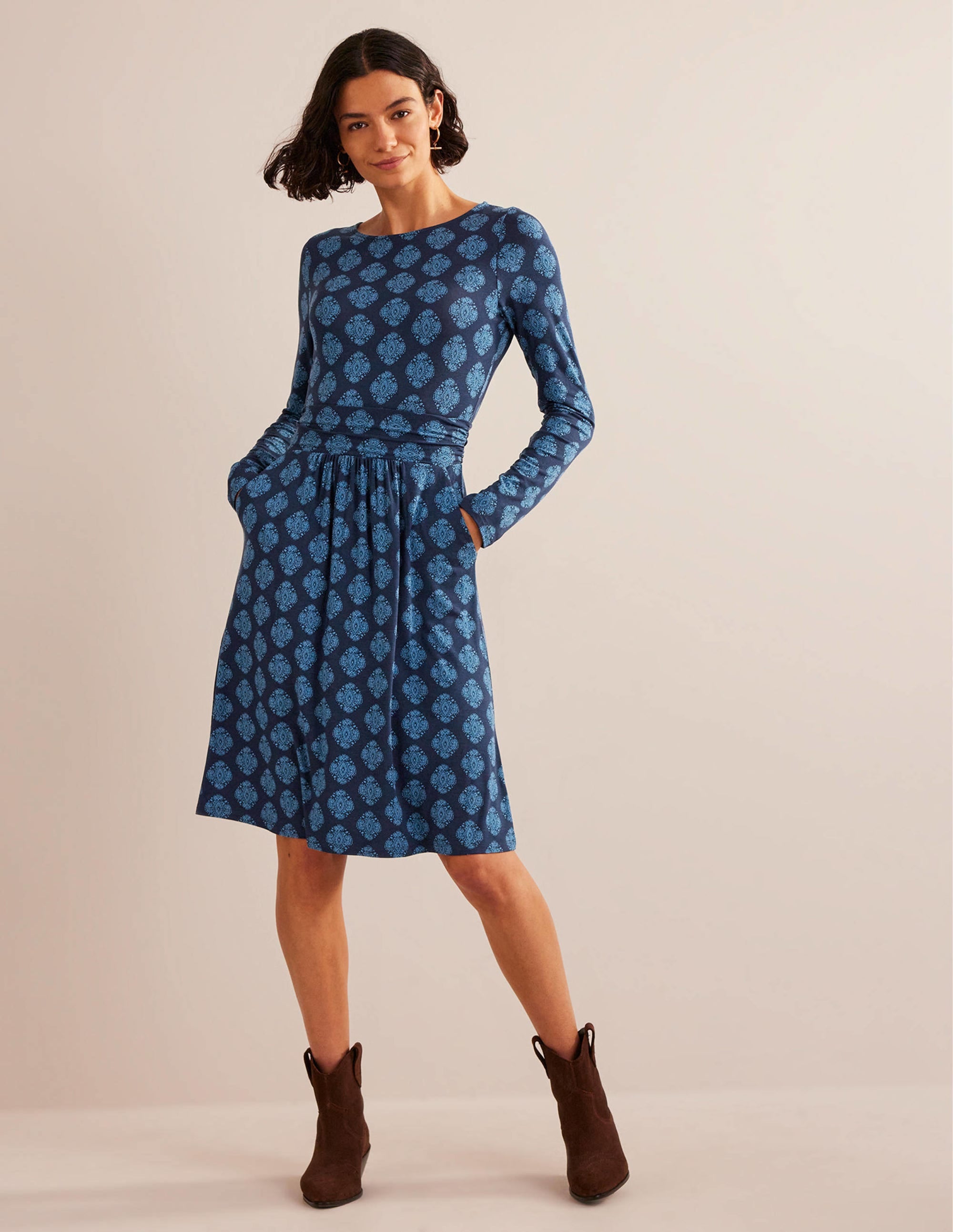 Abigail Jersey Dress-French Navy, Mosaic - Image 4
