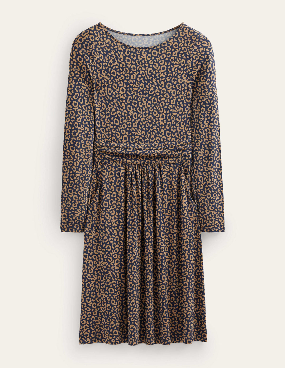 Abigail Jersey Dress-Camel, Animal Stamp-5