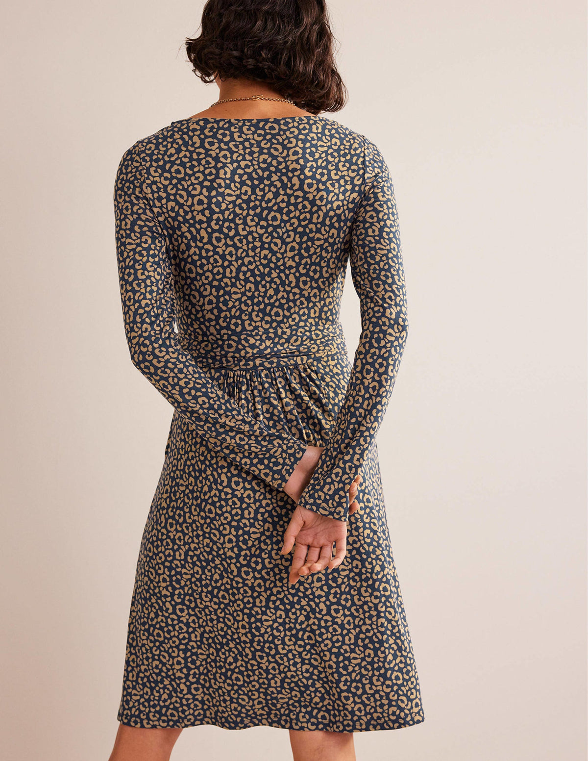 Abigail Jersey Dress-Camel, Animal Stamp - Image 3
