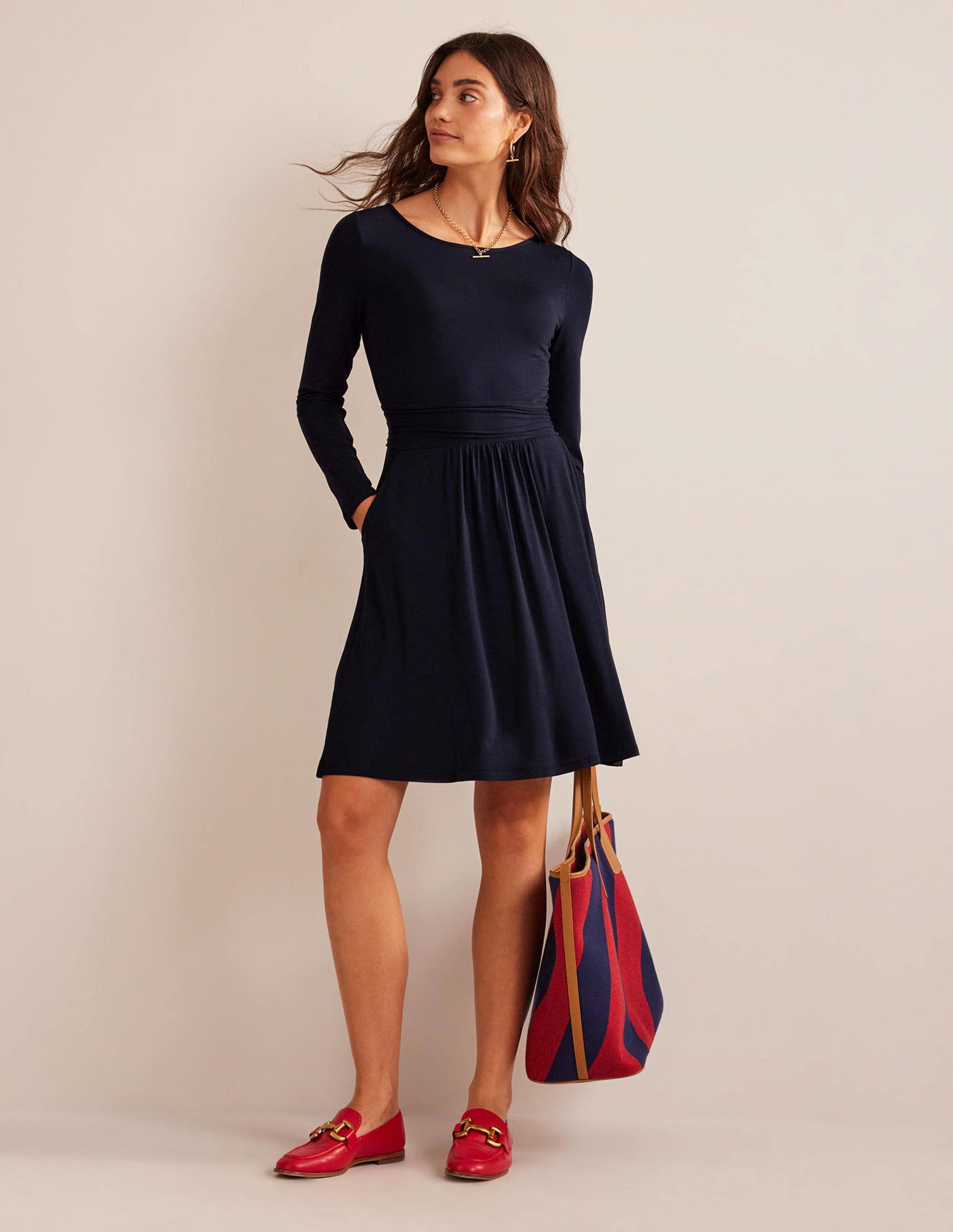 Abigail Jersey Dress-Navy - Image 4