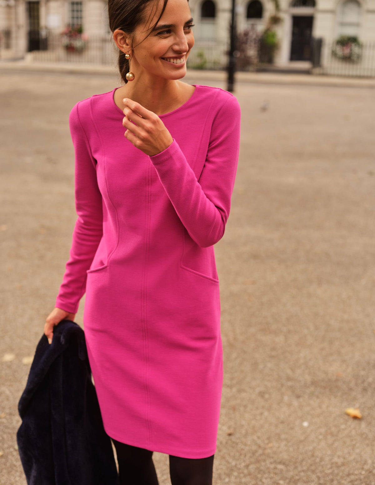 Ellen Ottoman Dress-Magenta - Image 5