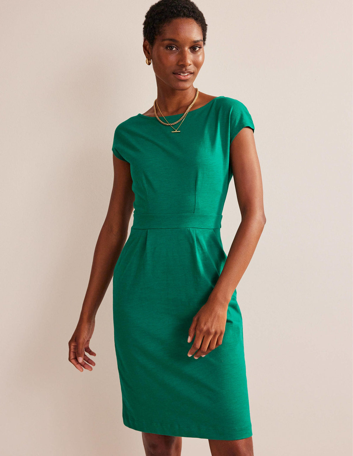 Florrie Jersey Dress-Bright Emerald - Image 1